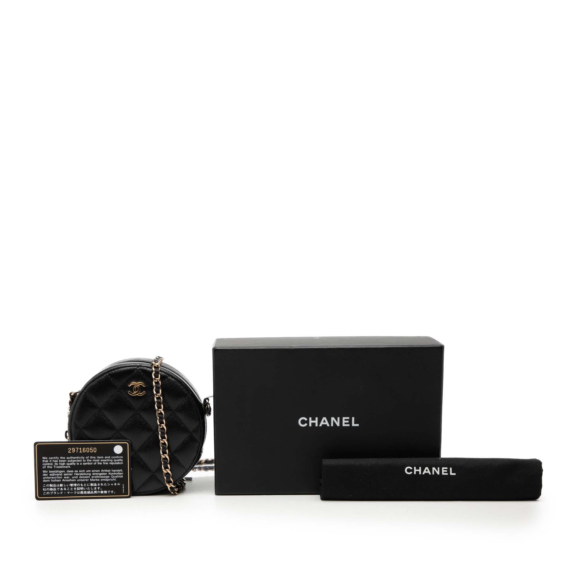 Chanel CC Quilted Caviar Round Clutch With Chain - image 8