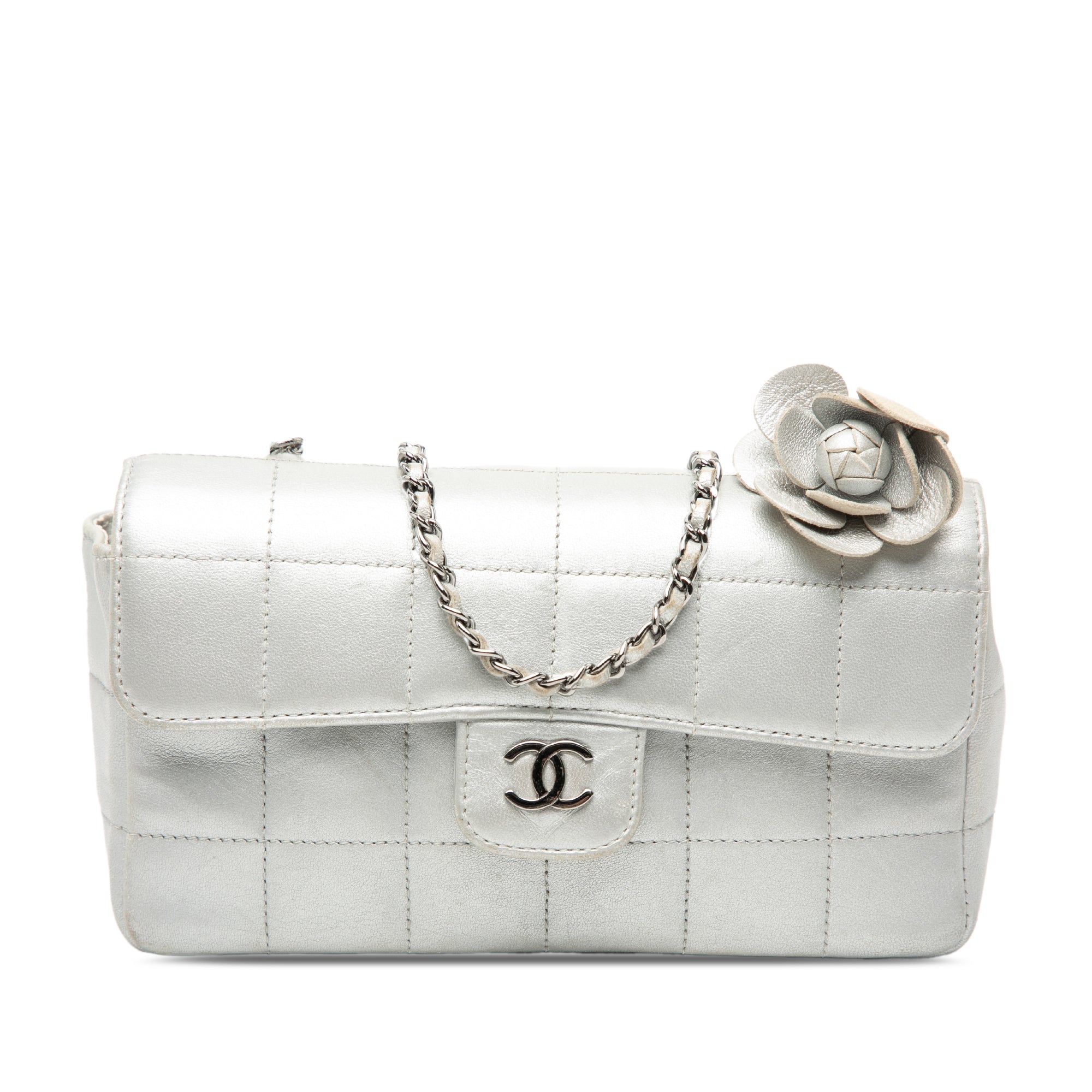Chanel Mini CC Chocolate Bar Metallic Lambskin Camellia Flap - image 1