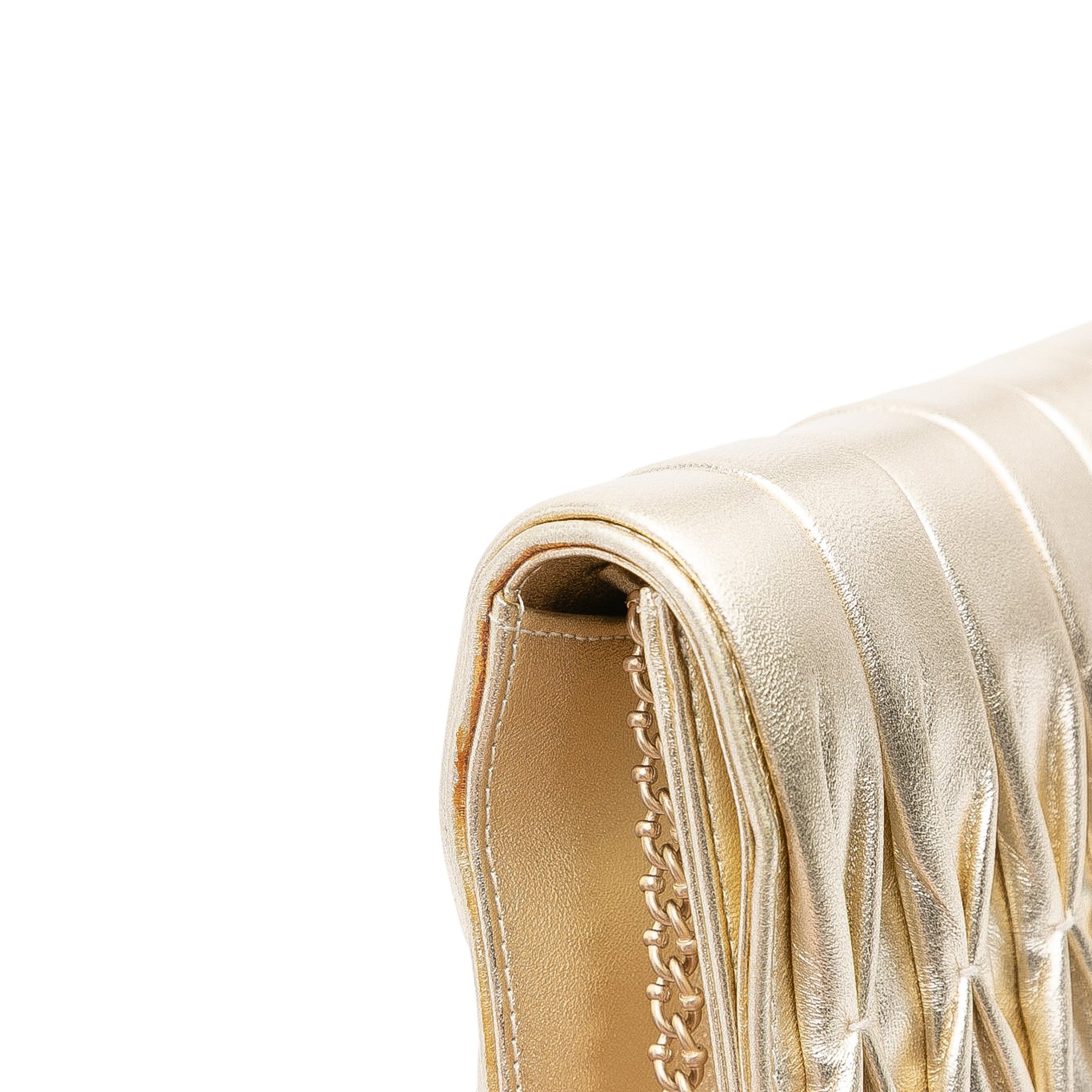 Chanel CC Metallic Pleated Lambskin Chain Link Shoulder Bag - image 8