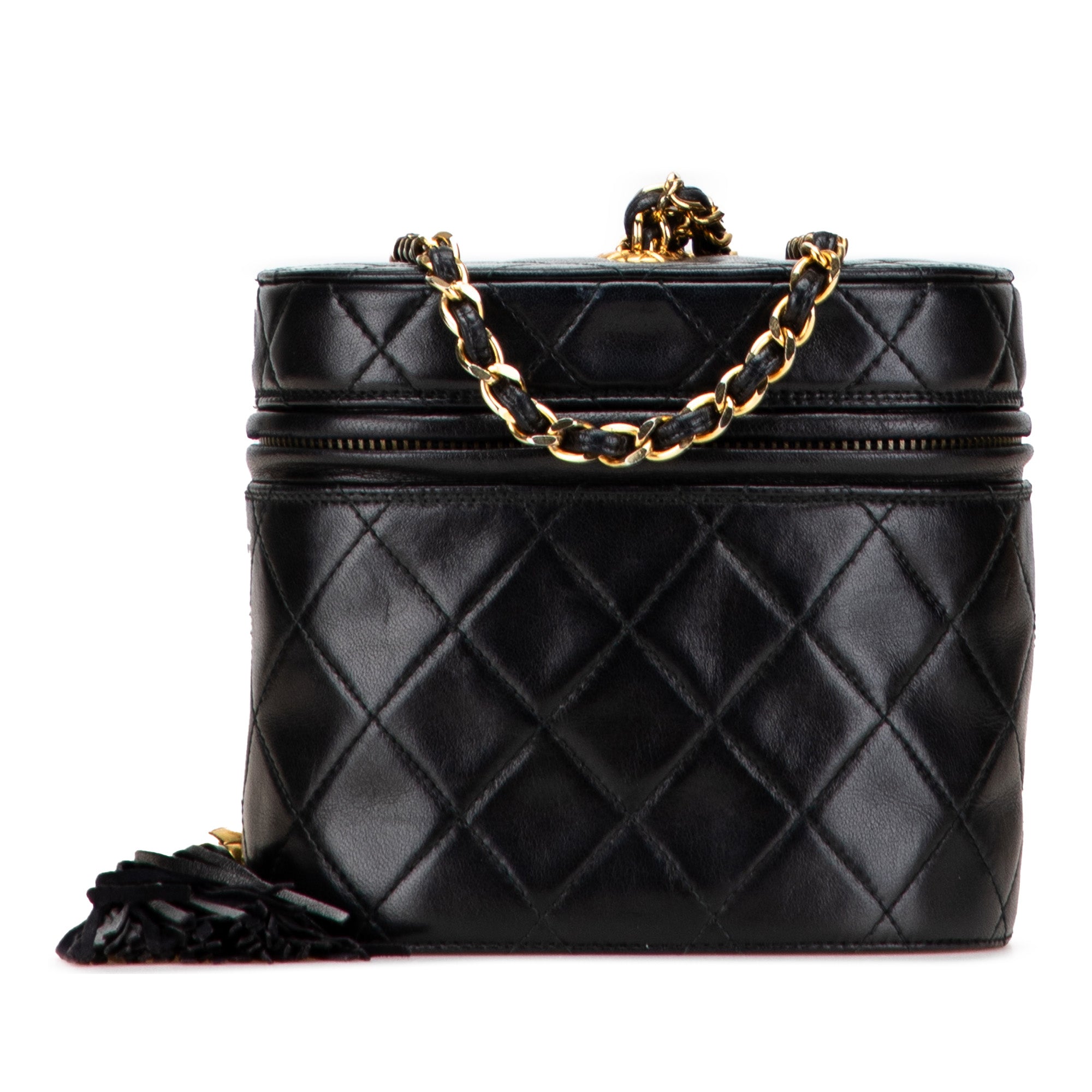 Chanel Quilted Lambskin Tassel Vanity Case with Chain - image 1