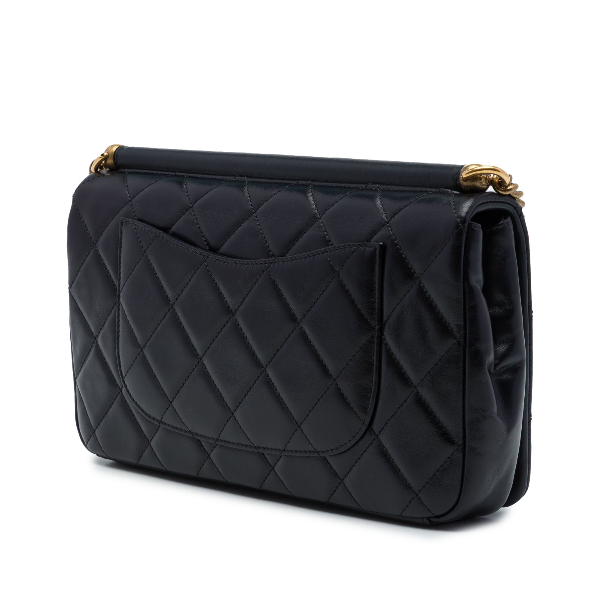 Chanel Paris Rome Quilted Lambskin Gold Bar Flap - image 2