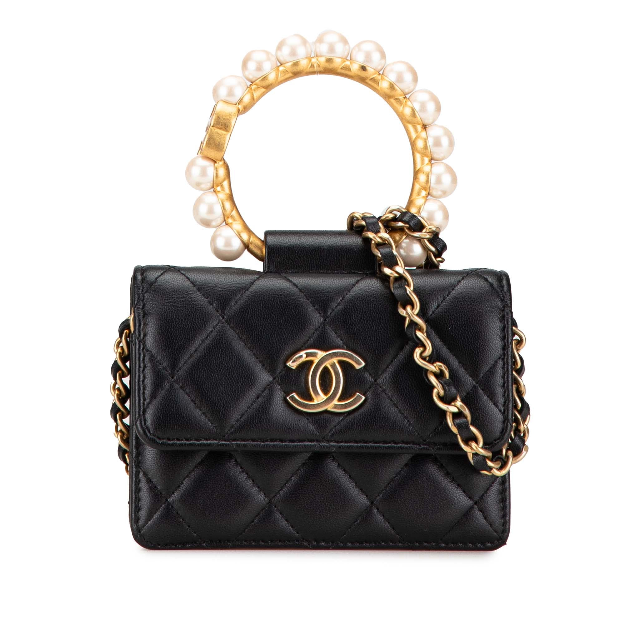 Chanel Quilted Lambskin Pearl Crown Clutch On Chain - image 1