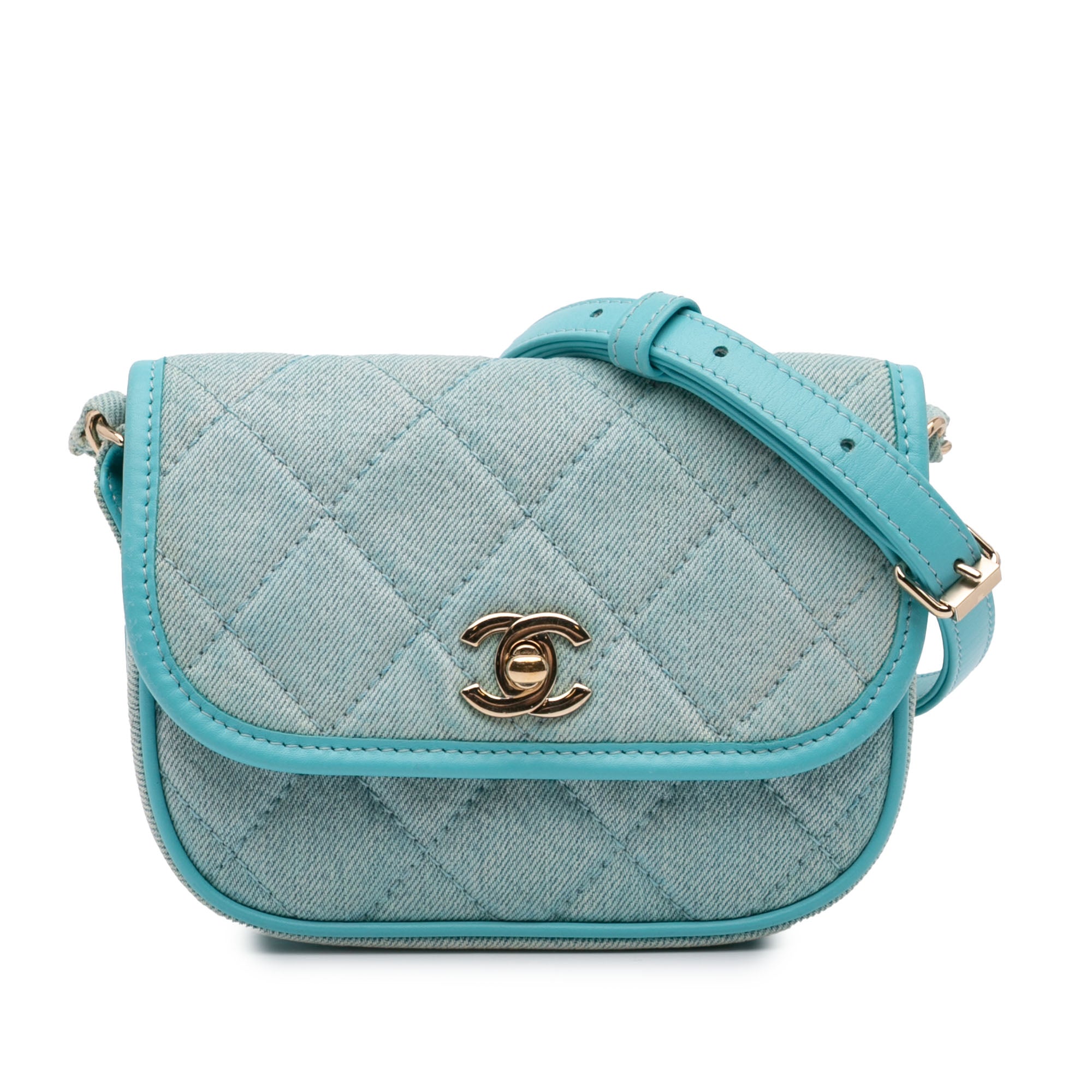 Chanel Mini CC Quilted Denim Messenger Flap - image 1