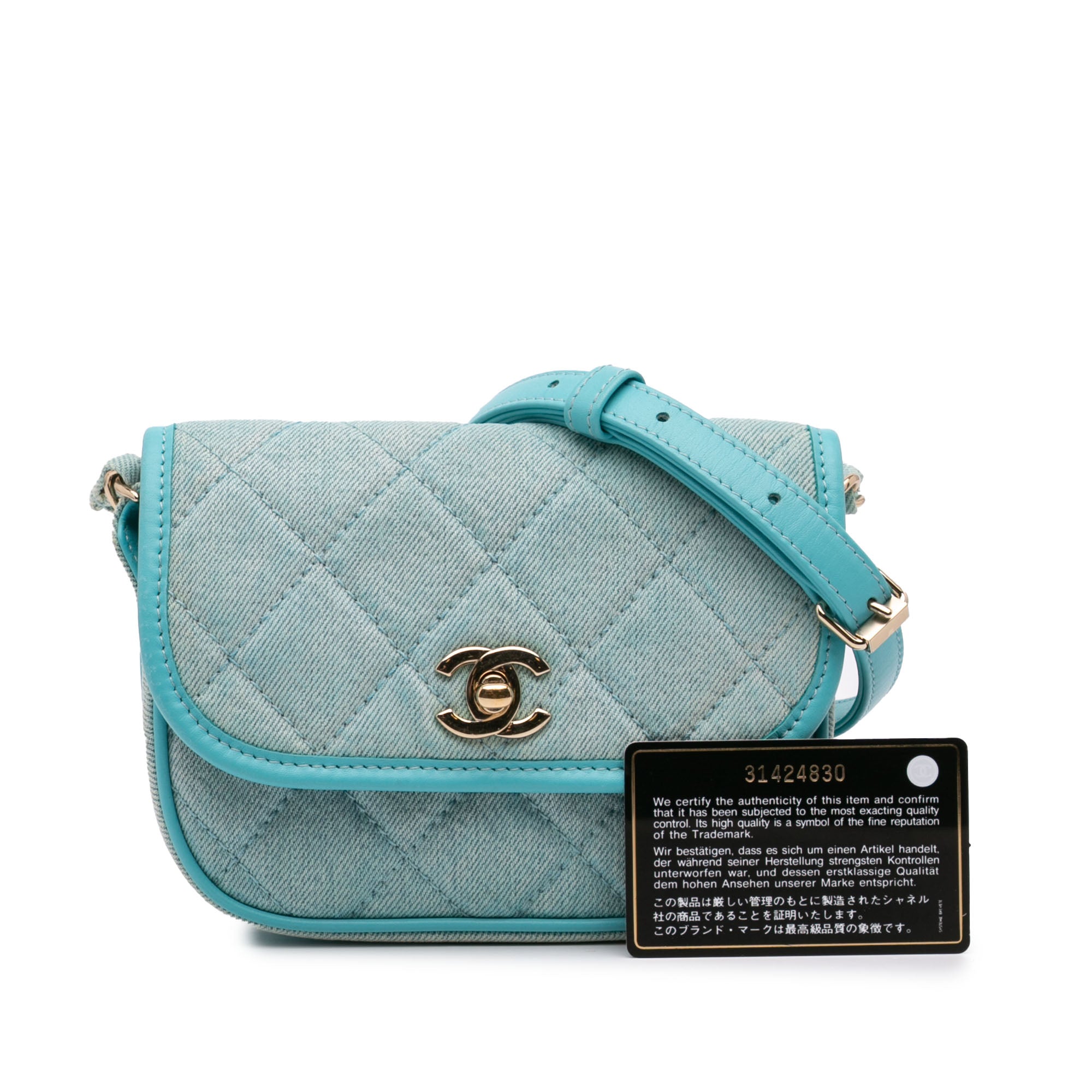 Chanel Mini CC Quilted Denim Messenger Flap - image 11
