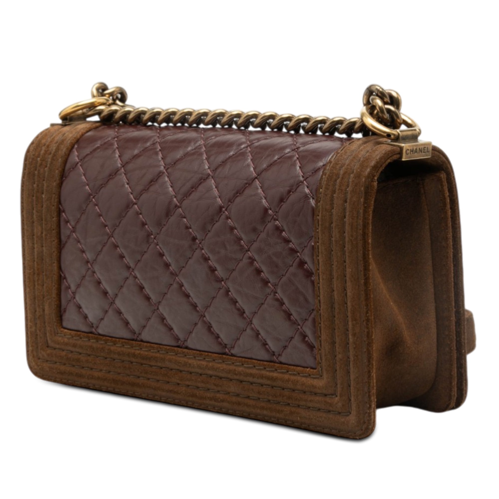 Chanel Old Medium Nubuck Trimmed Quilted Aged Calfskin Boy Flap - image 2