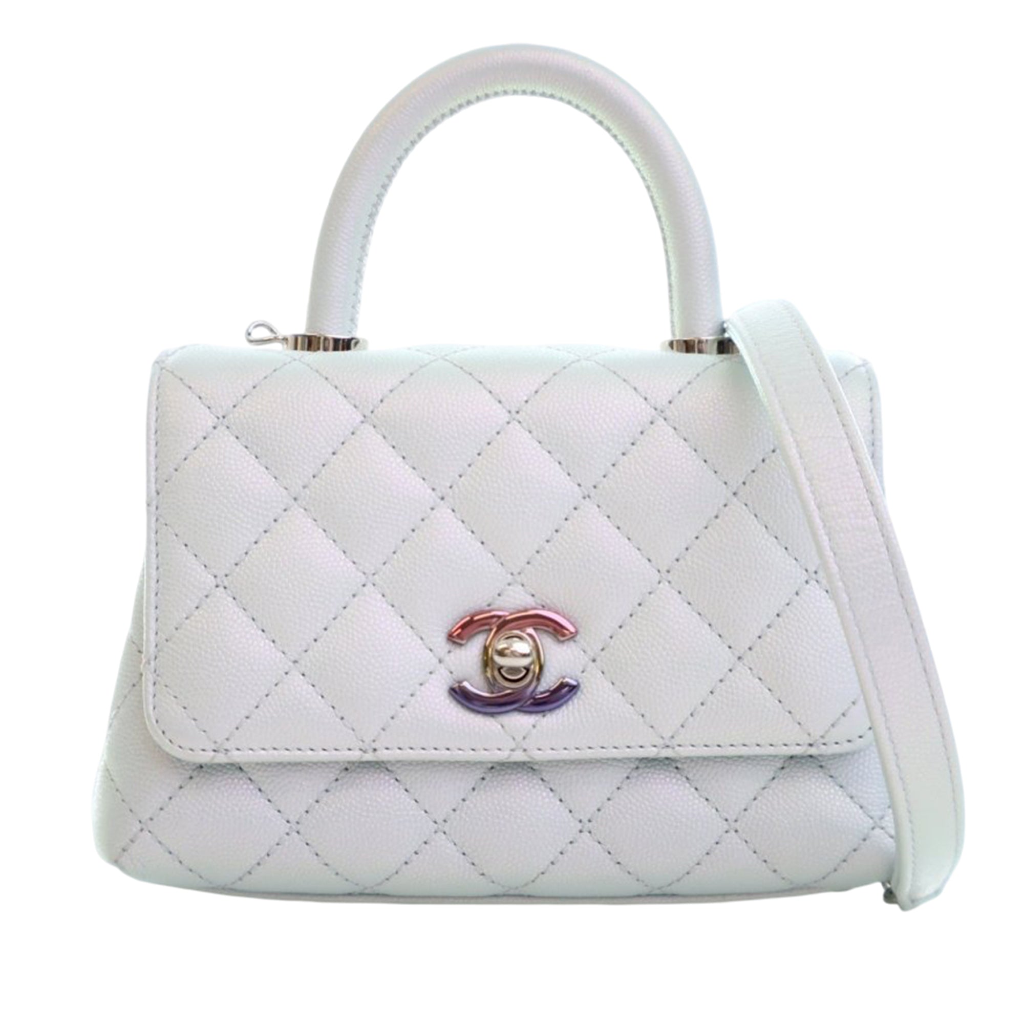 Chanel Extra Mini Iridescent Caviar Rainbow CC Coco Top Handle Bag - image 3