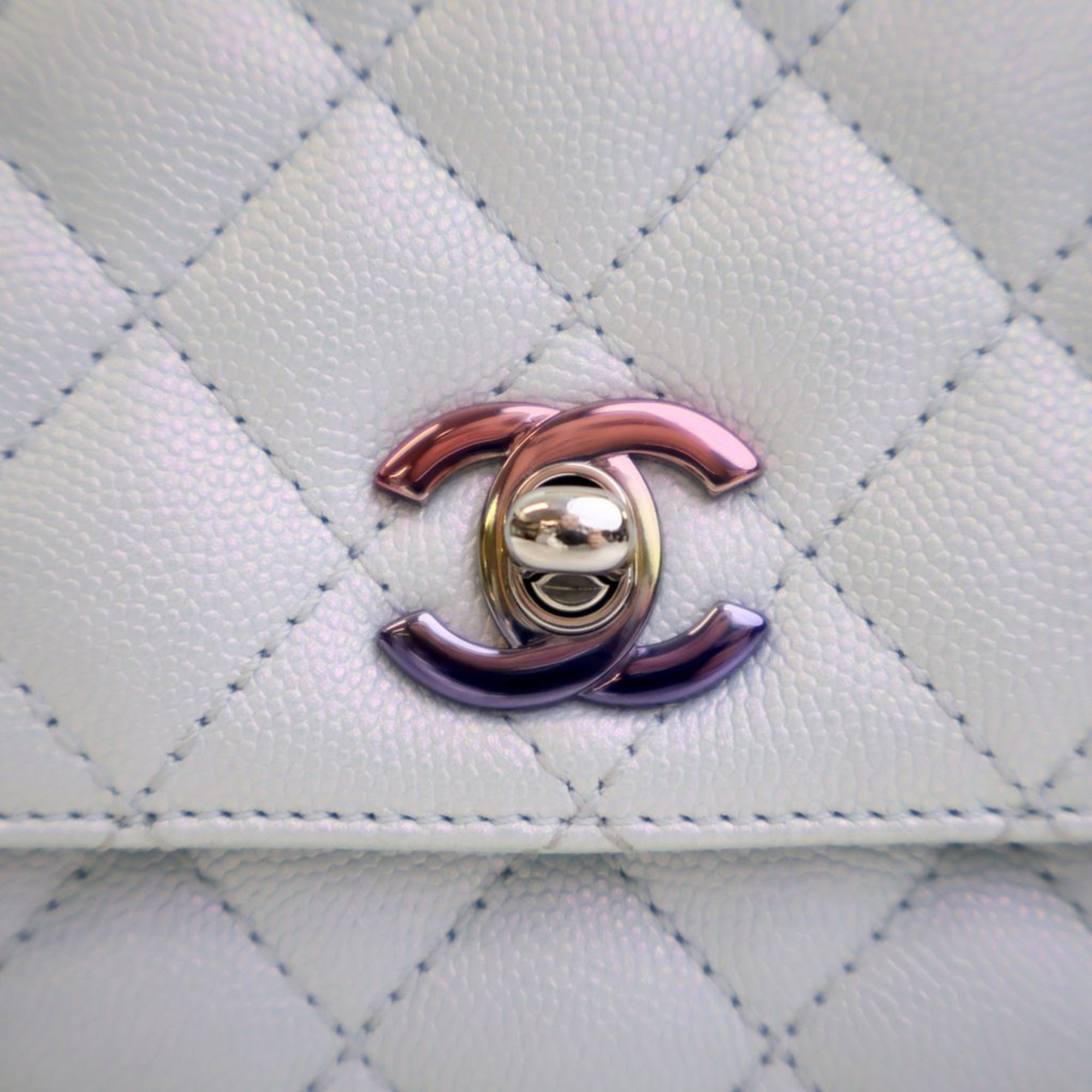 Chanel Extra Mini Iridescent Caviar Rainbow CC Coco Top Handle Bag - image 9