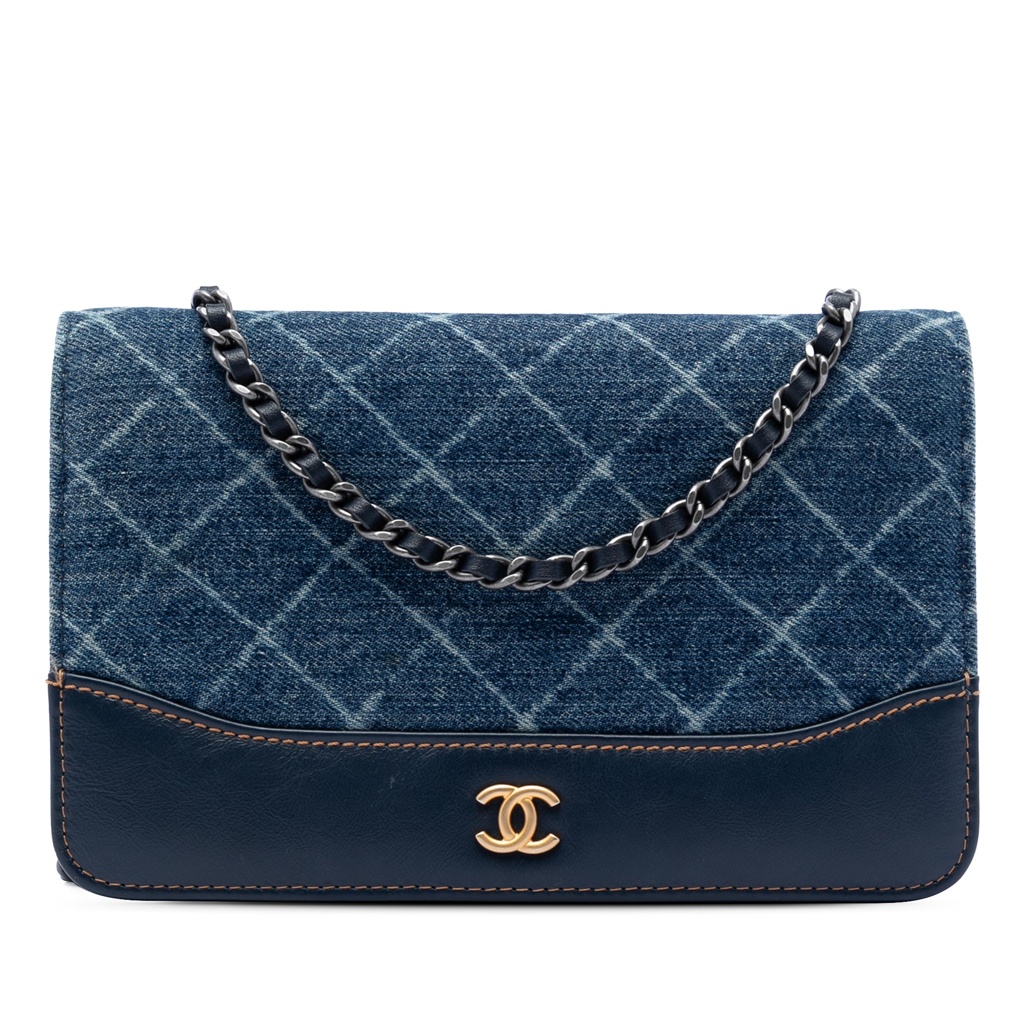 Chanel Printed Denim and Calfskin Gabrielle Wallet On Chain - image 1