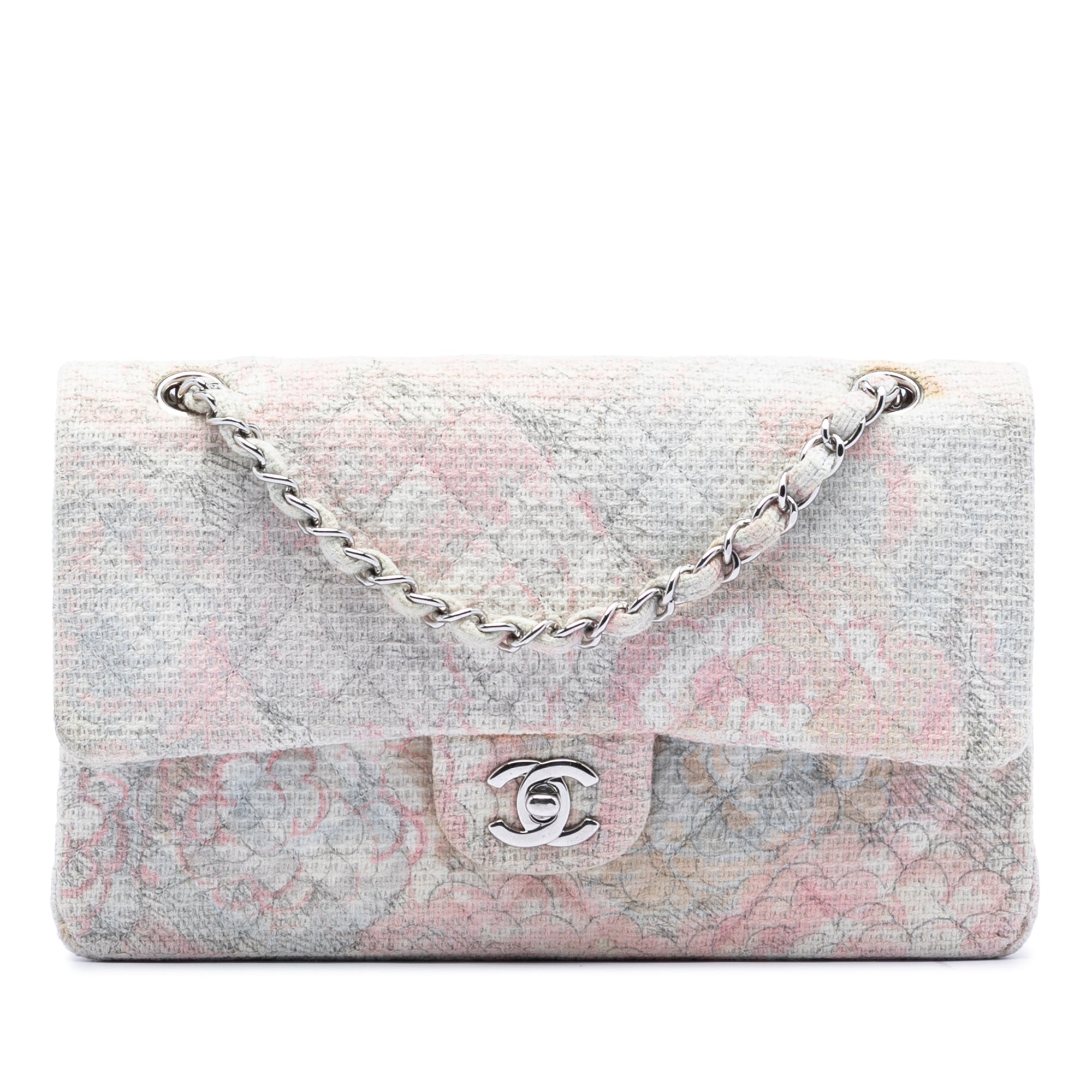 Chanel Medium Classic Tweed Camellia Double Flap - image 1