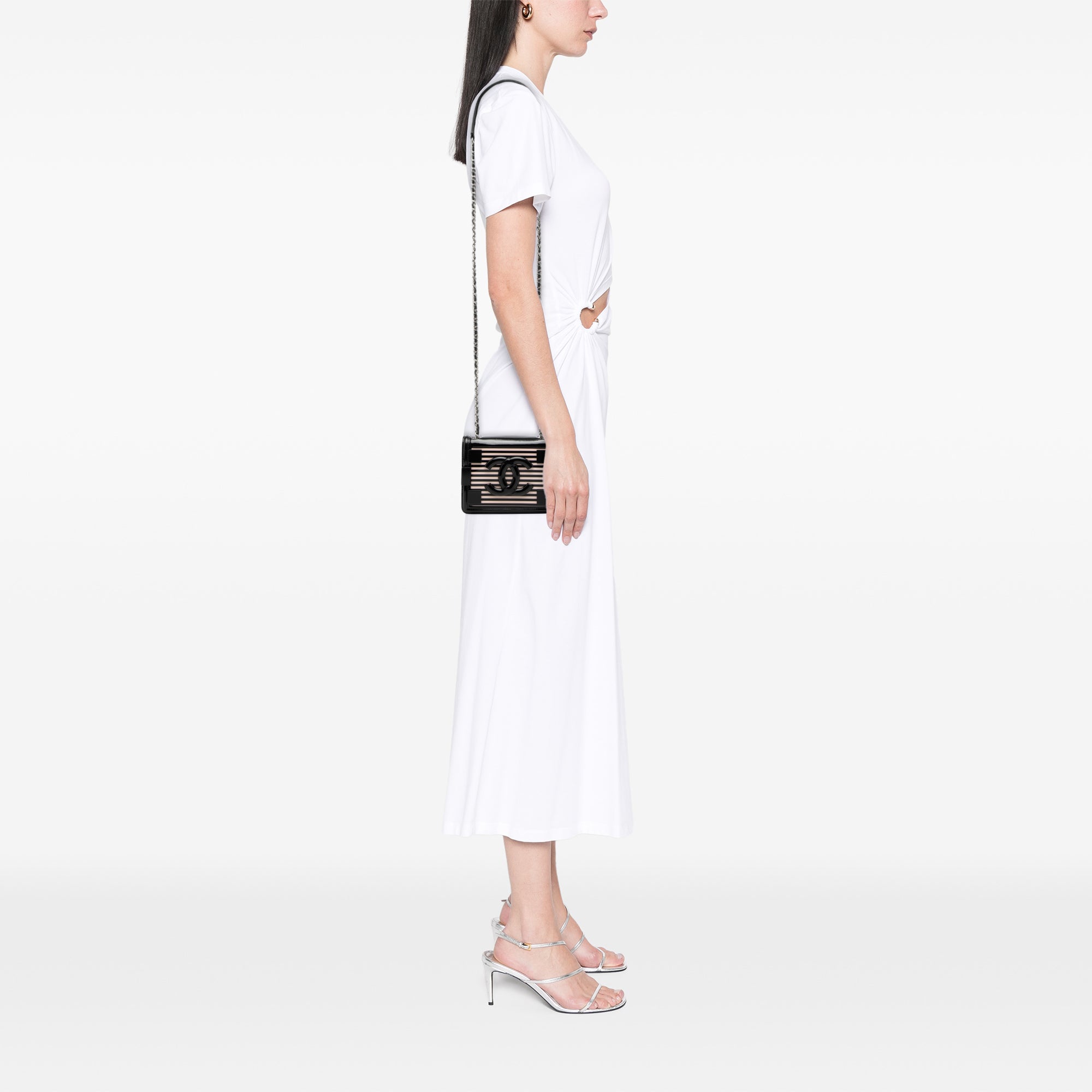 Chanel Mini Patent and Acrylic Striped Boy Brick Flap - image 8