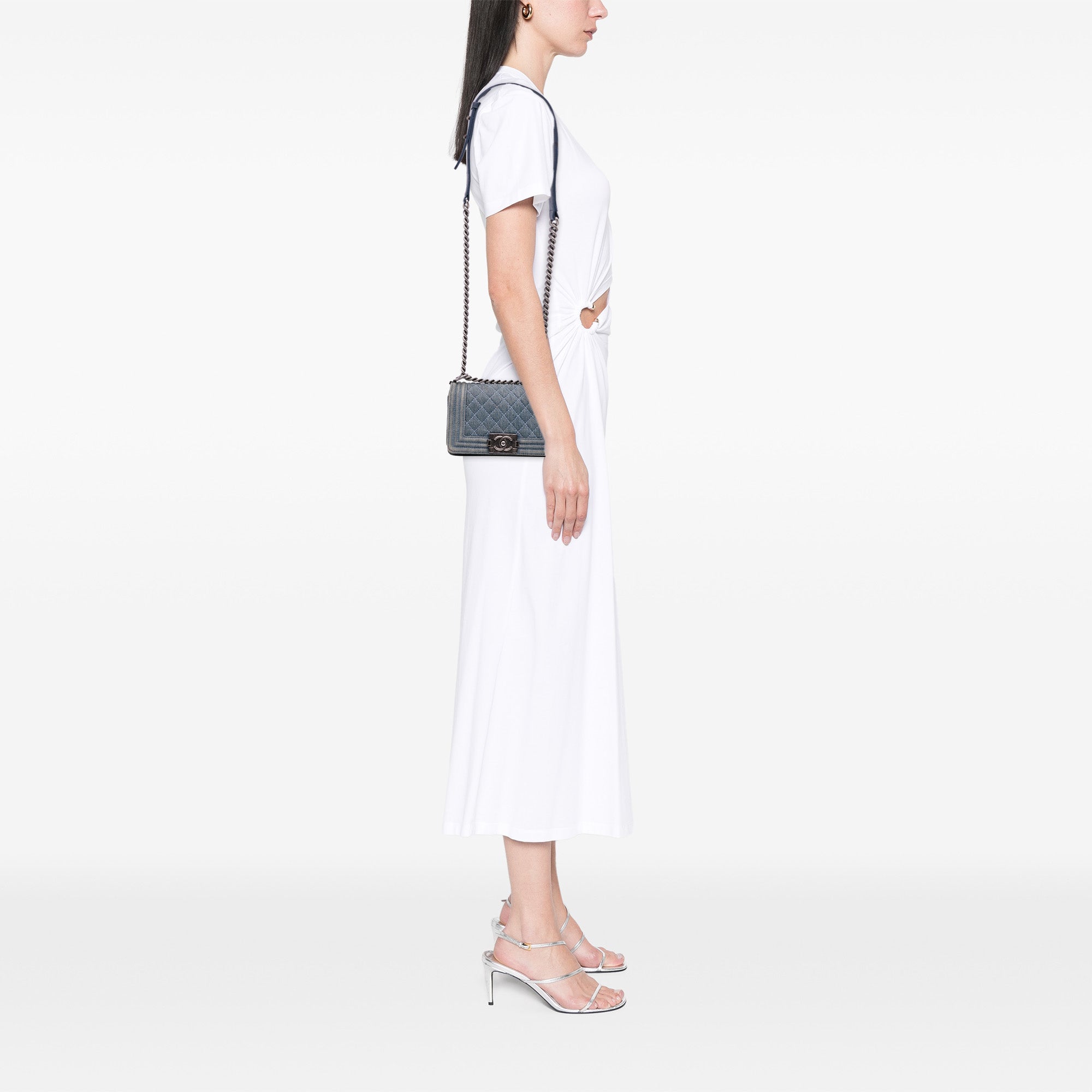 Chanel Small Quilted Denim Boy Flap - image 10