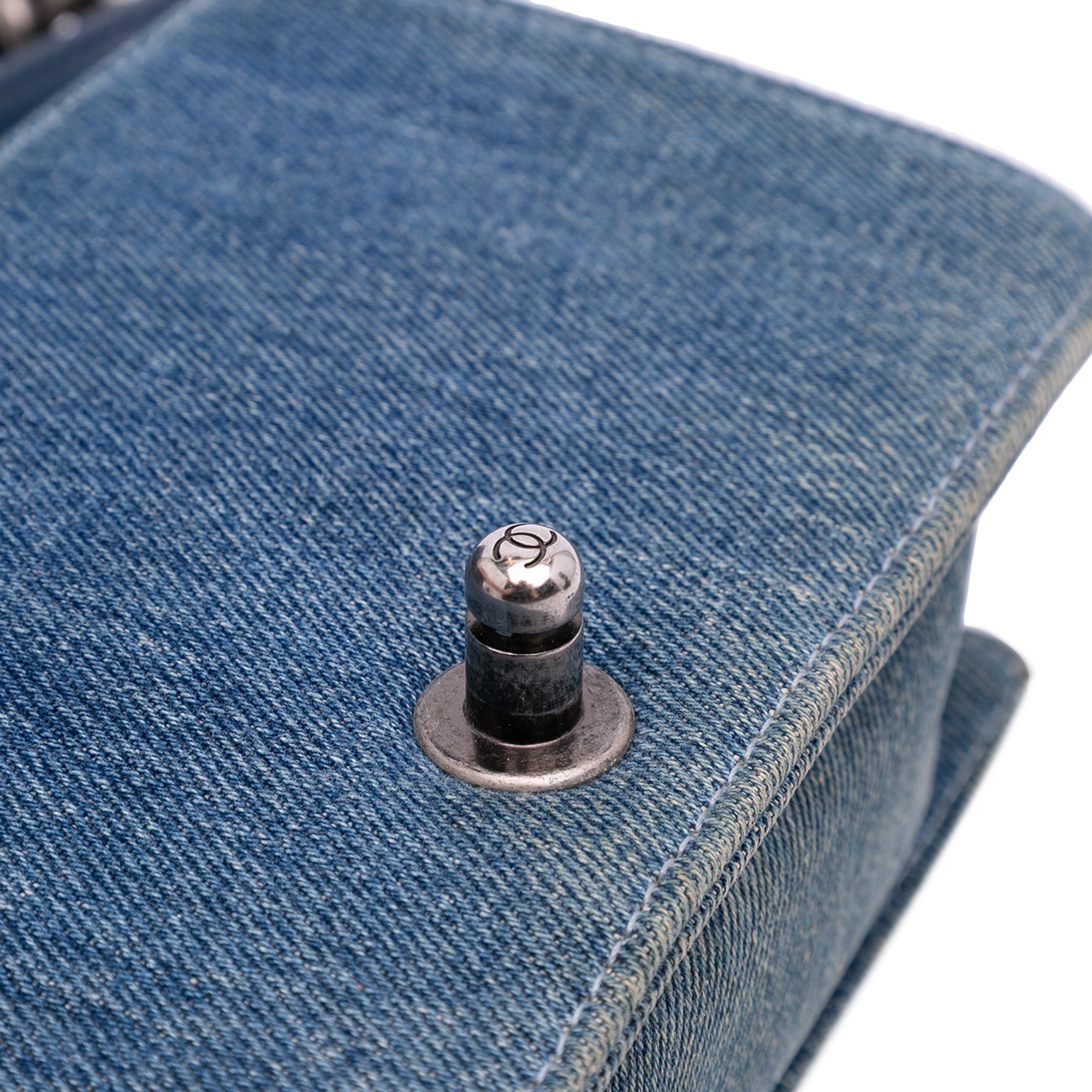 Chanel Small Quilted Denim Boy Flap - image 8