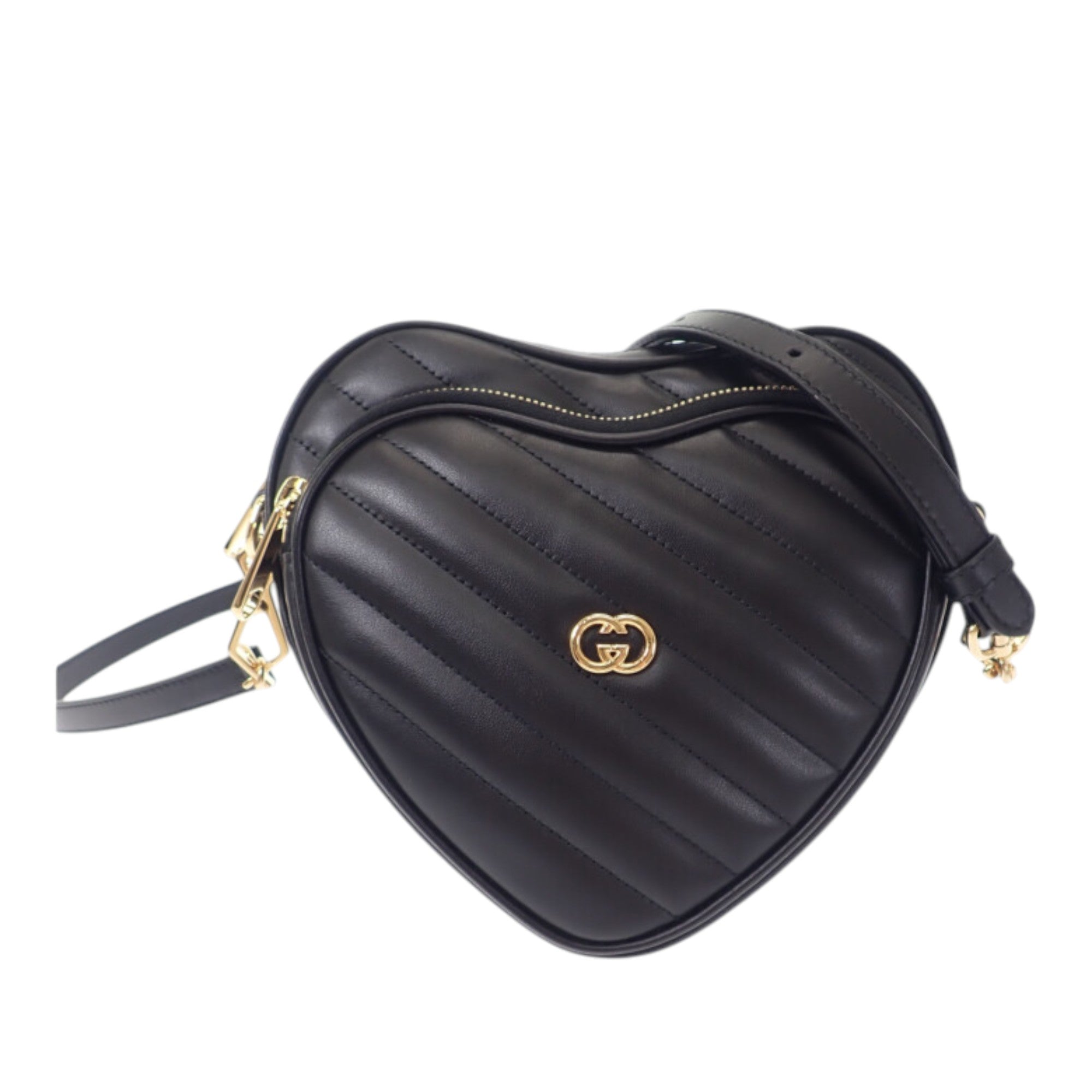 Gucci Mini Matelasse Diagonal Calfskin Interlocking G Heart Crossbody - image 1