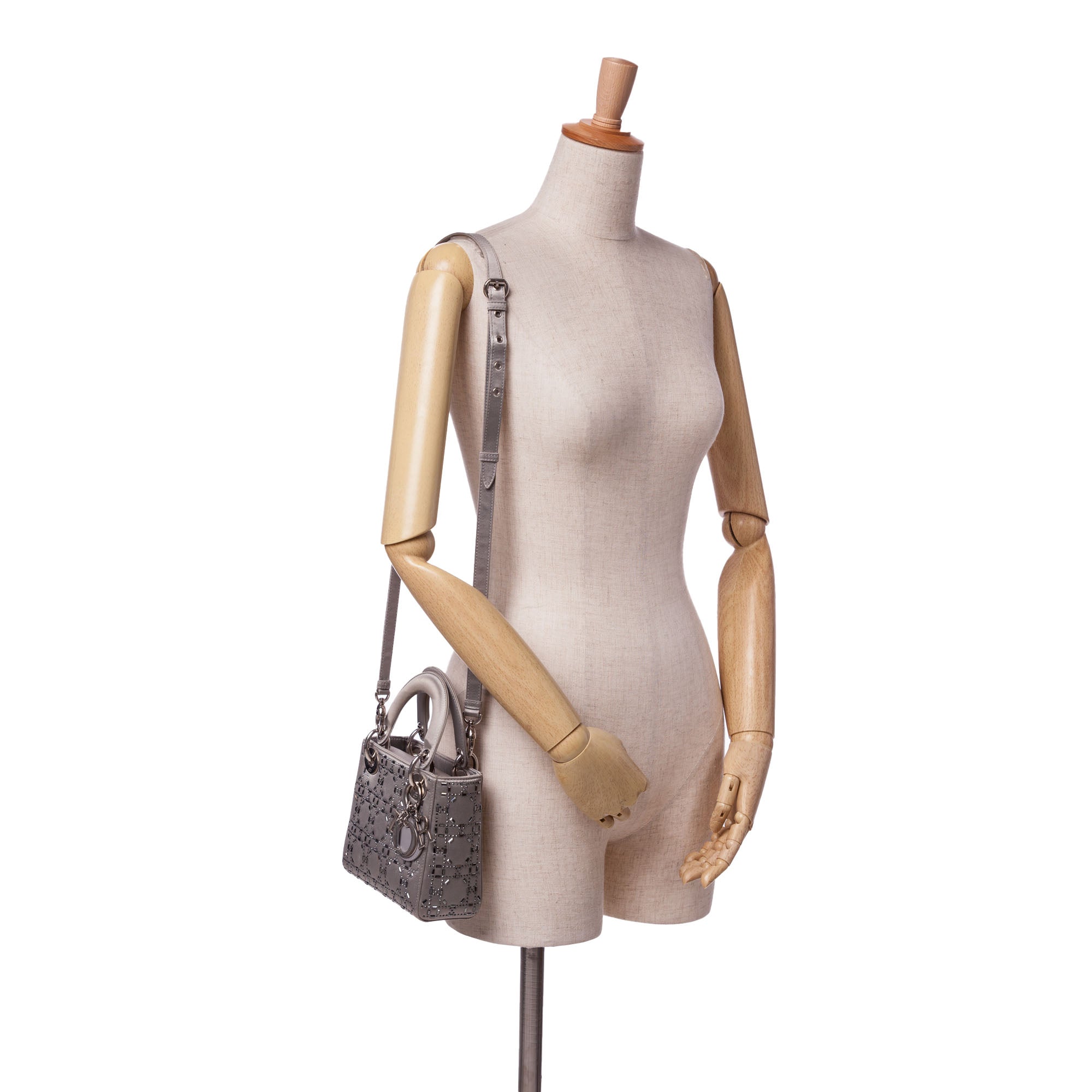 Dior Mini Satin Cannage Crystal Embellished Lady Dior - image 7