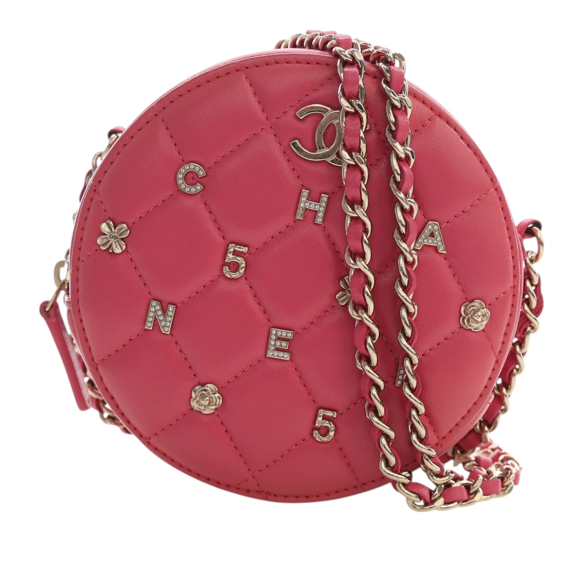 Chanel CC Quilted Lambskin Lucky Charms Round Clutch with Chain - image 1