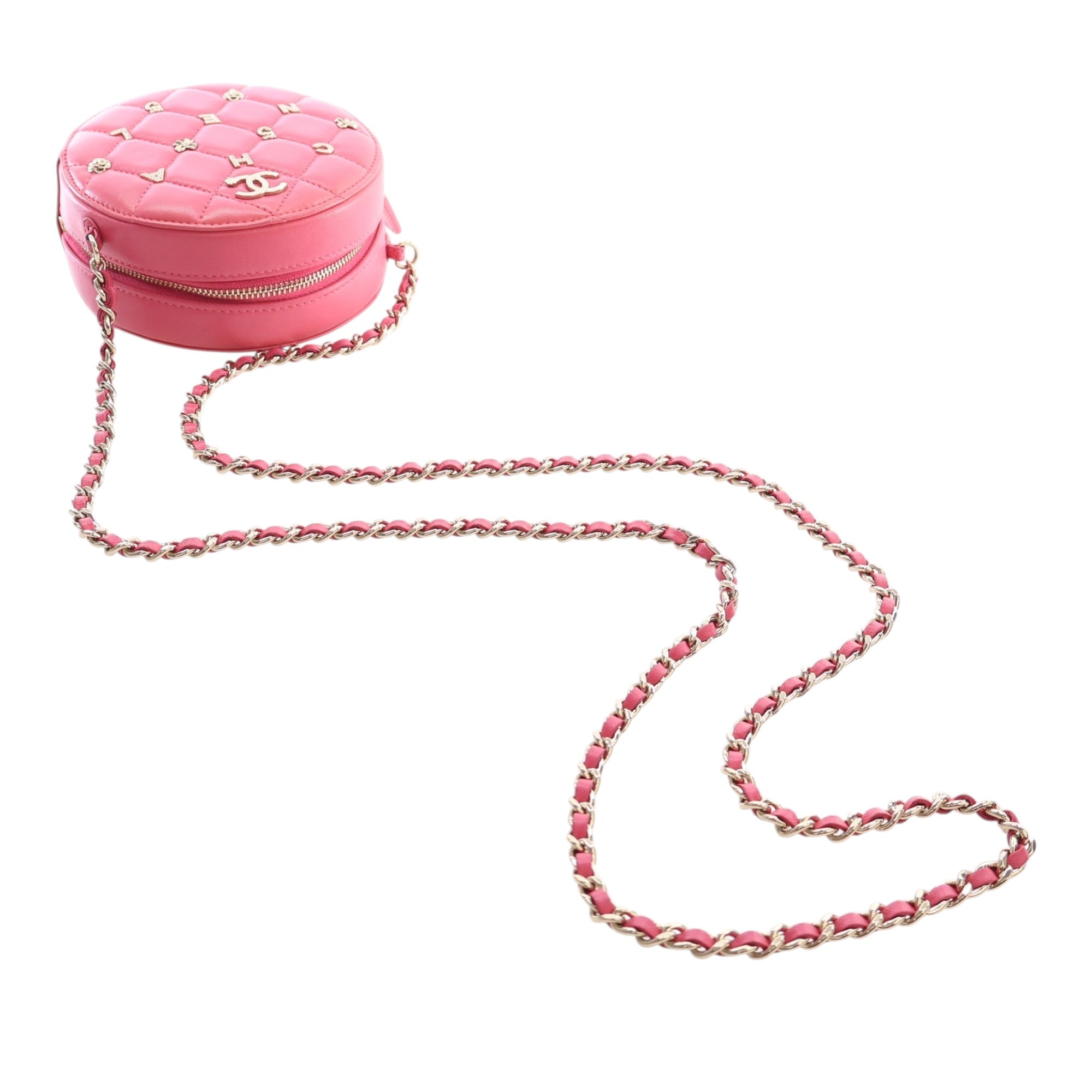 Chanel CC Quilted Lambskin Lucky Charms Round Clutch with Chain - image 14