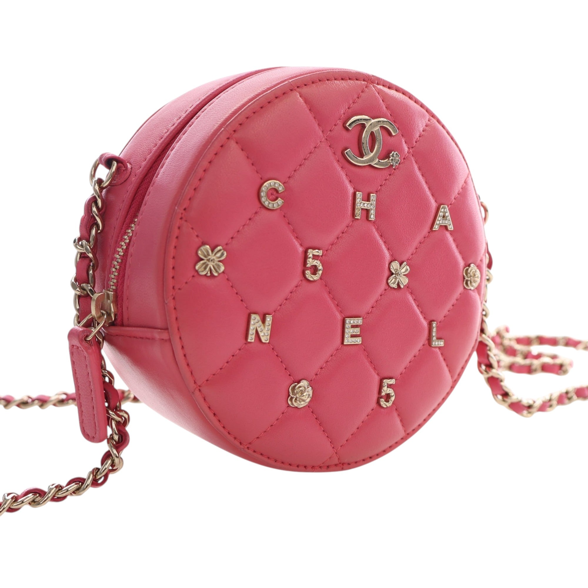 Chanel CC Quilted Lambskin Lucky Charms Round Clutch with Chain - image 2