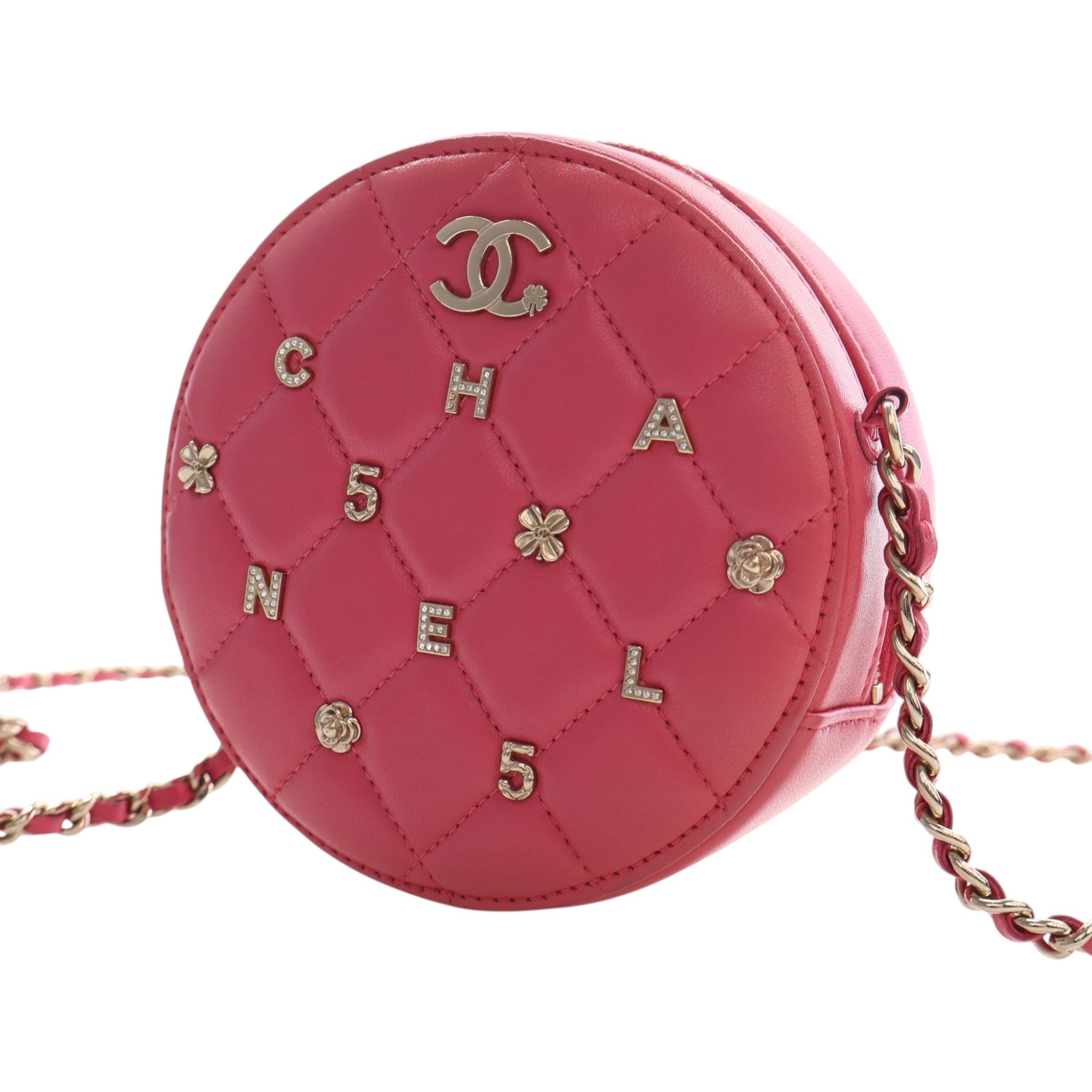 Chanel CC Quilted Lambskin Lucky Charms Round Clutch with Chain - image 3