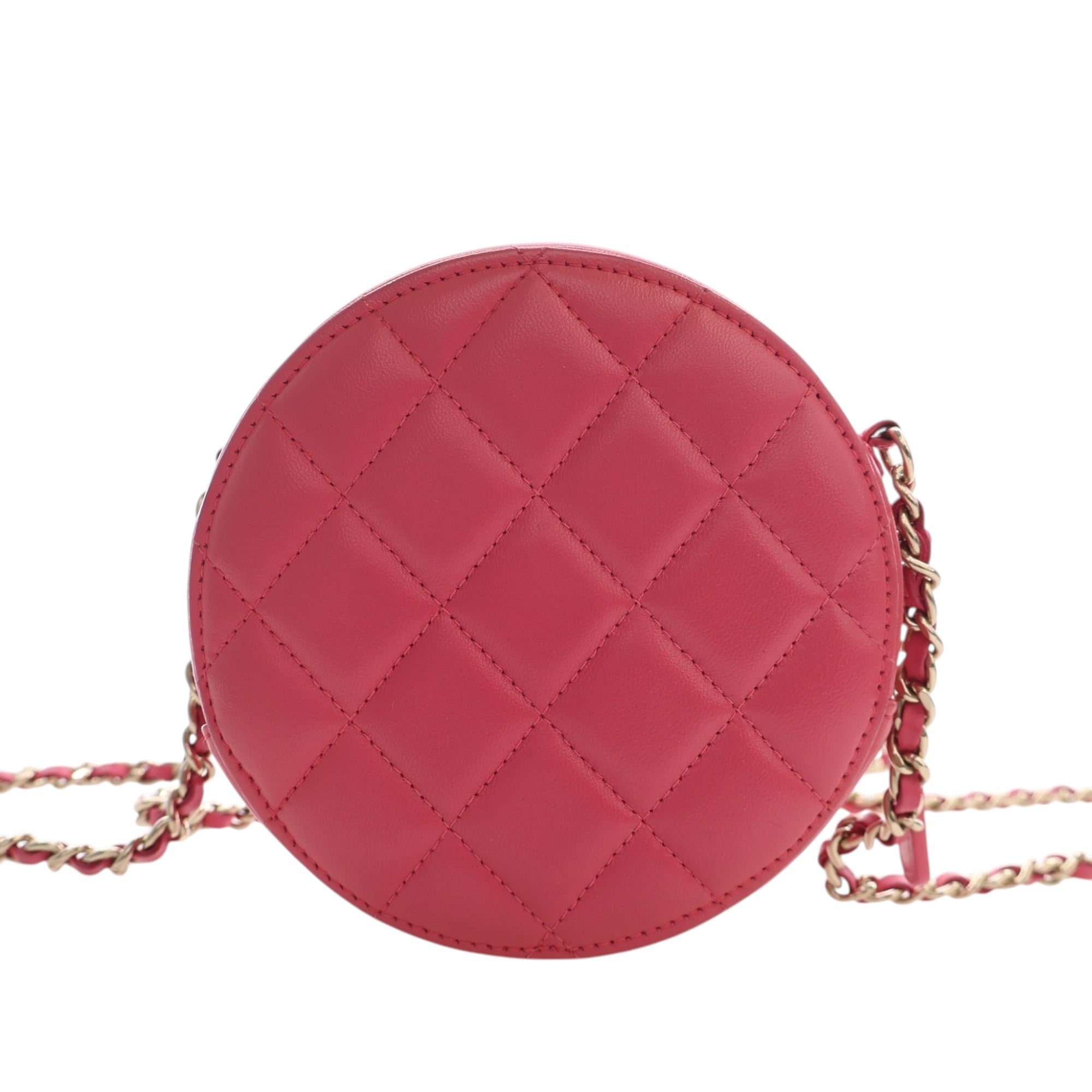 Chanel CC Quilted Lambskin Lucky Charms Round Clutch with Chain - image 4