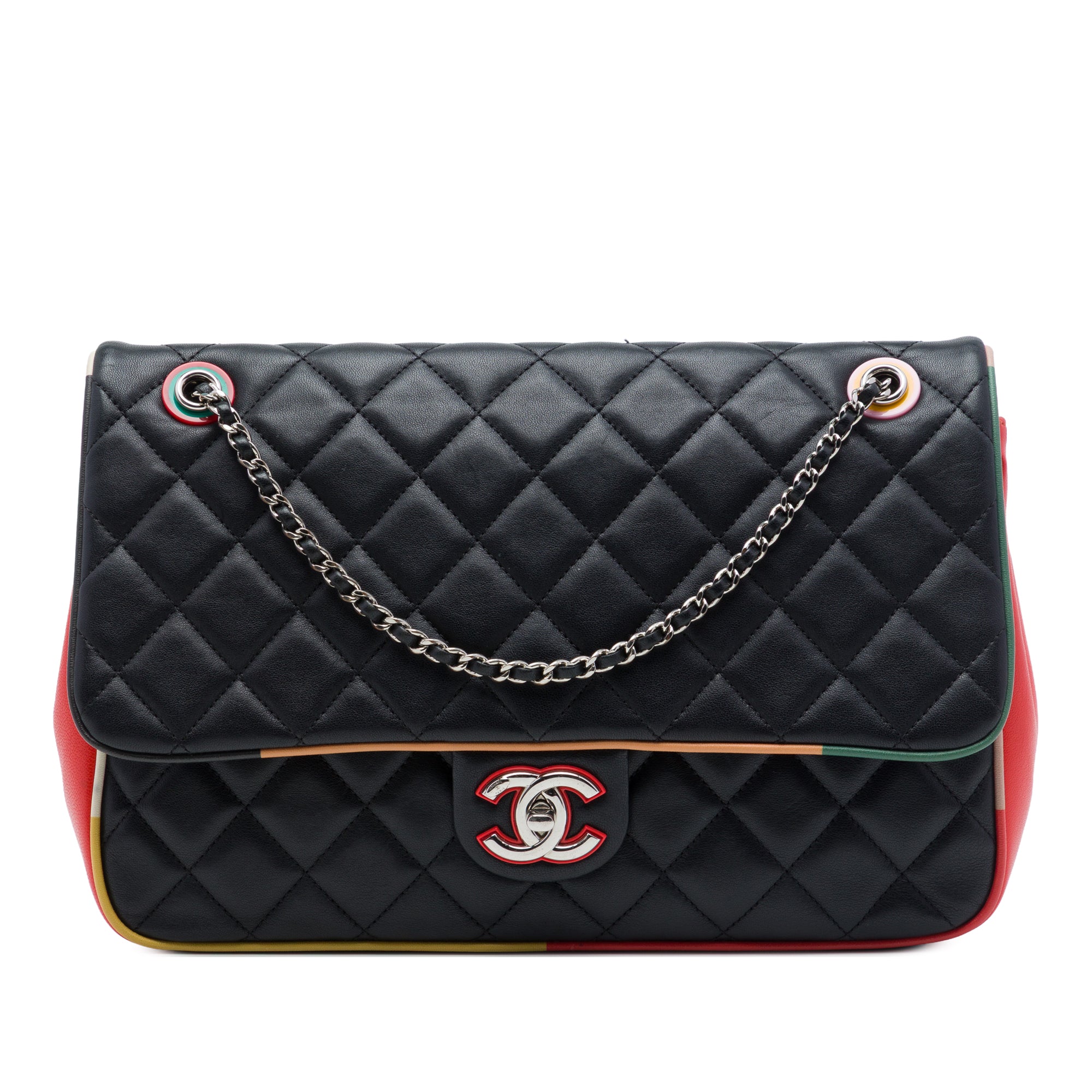 Chanel Jumbo Quilted Lambskin Acrylic Cuba Color Flap - image 1