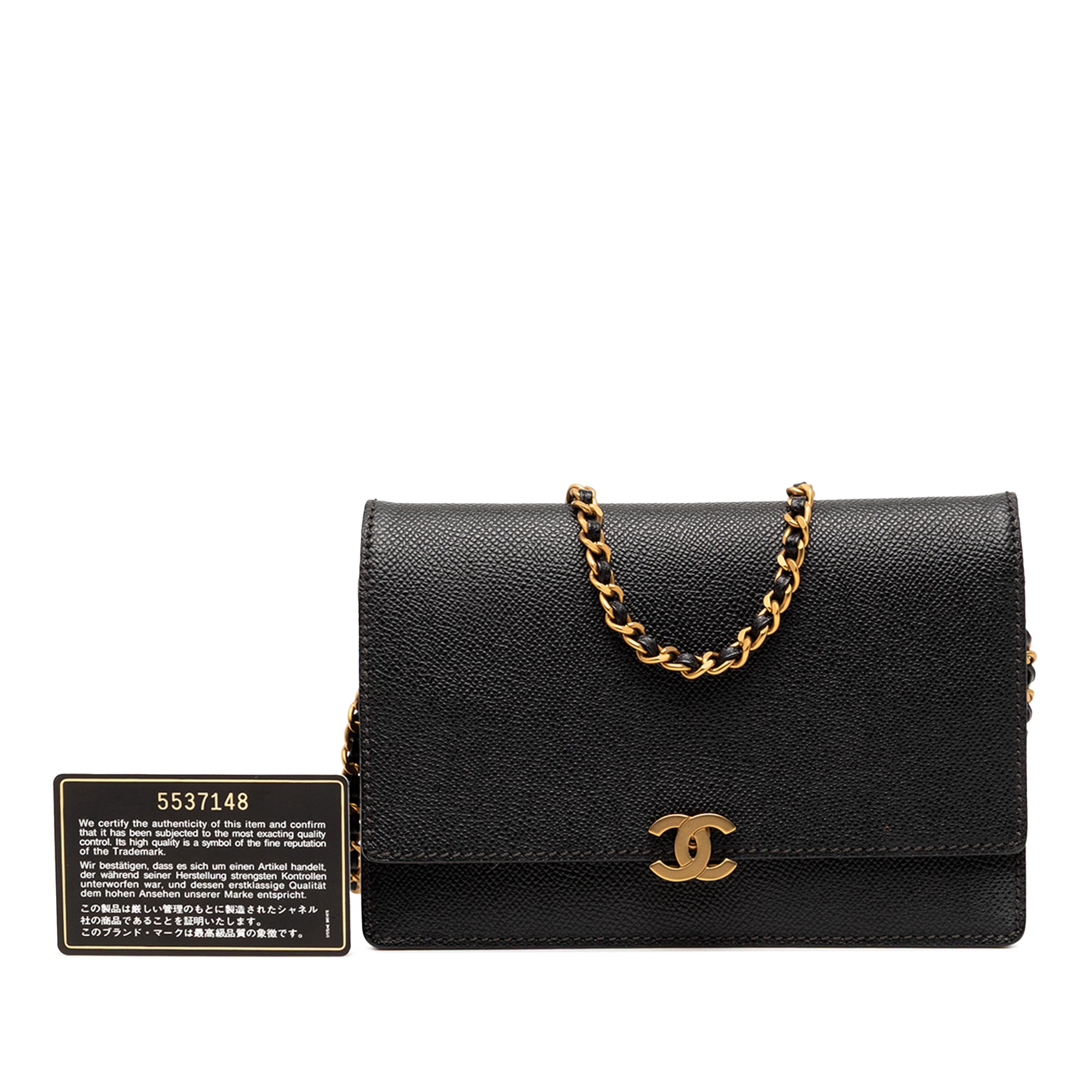 Chanel CC Grained Calfskin Wallet on Chain - image 9