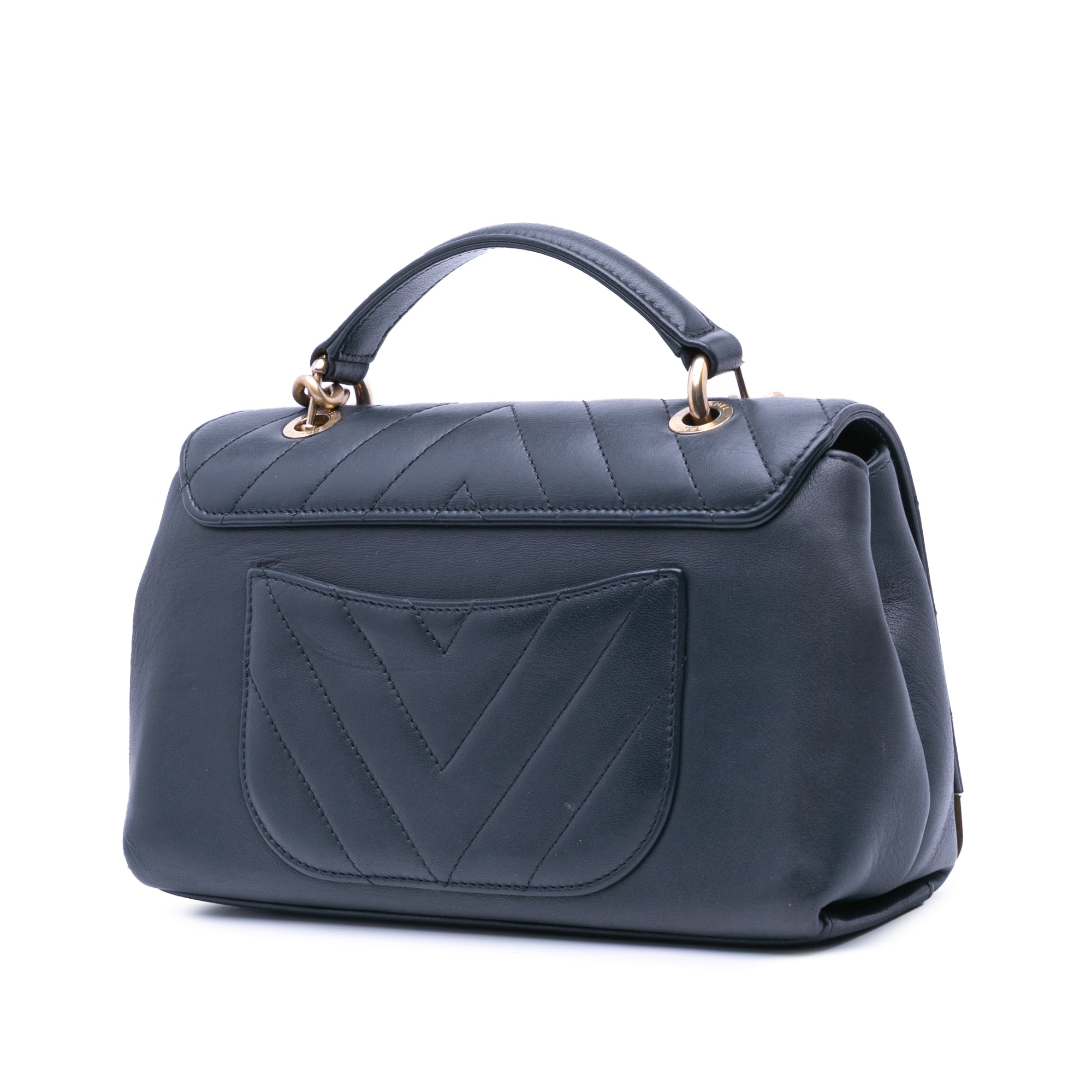 Chanel Chevron Sheepskin Stitched Chain Top Handle Flap - image 2