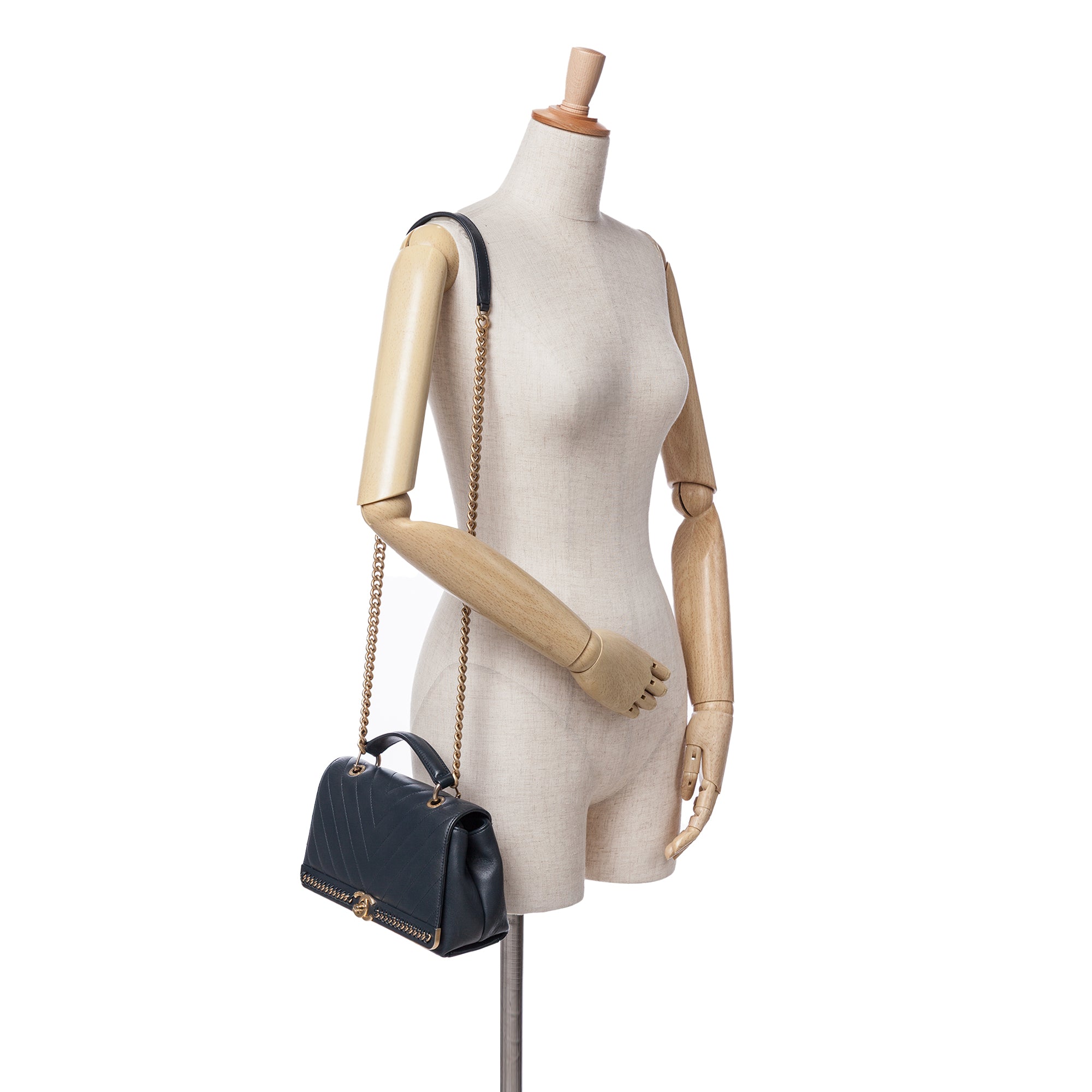 Chanel Chevron Sheepskin Stitched Chain Top Handle Flap - image 8