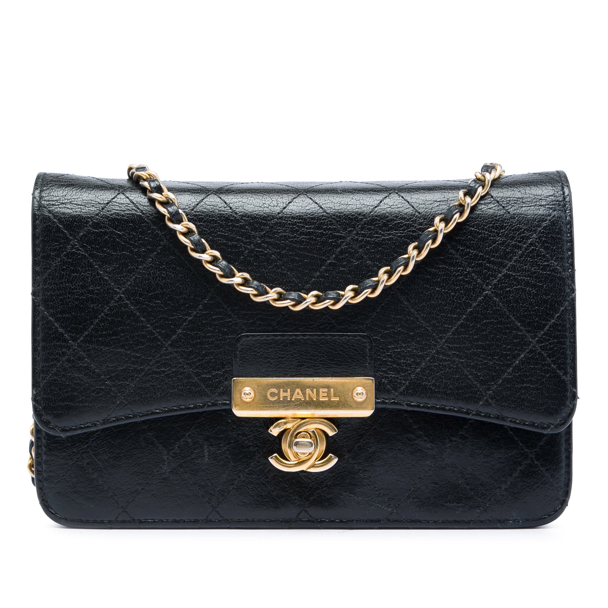 Chanel Stitched Goatskin Golden CC Wallet On Chain - image 1