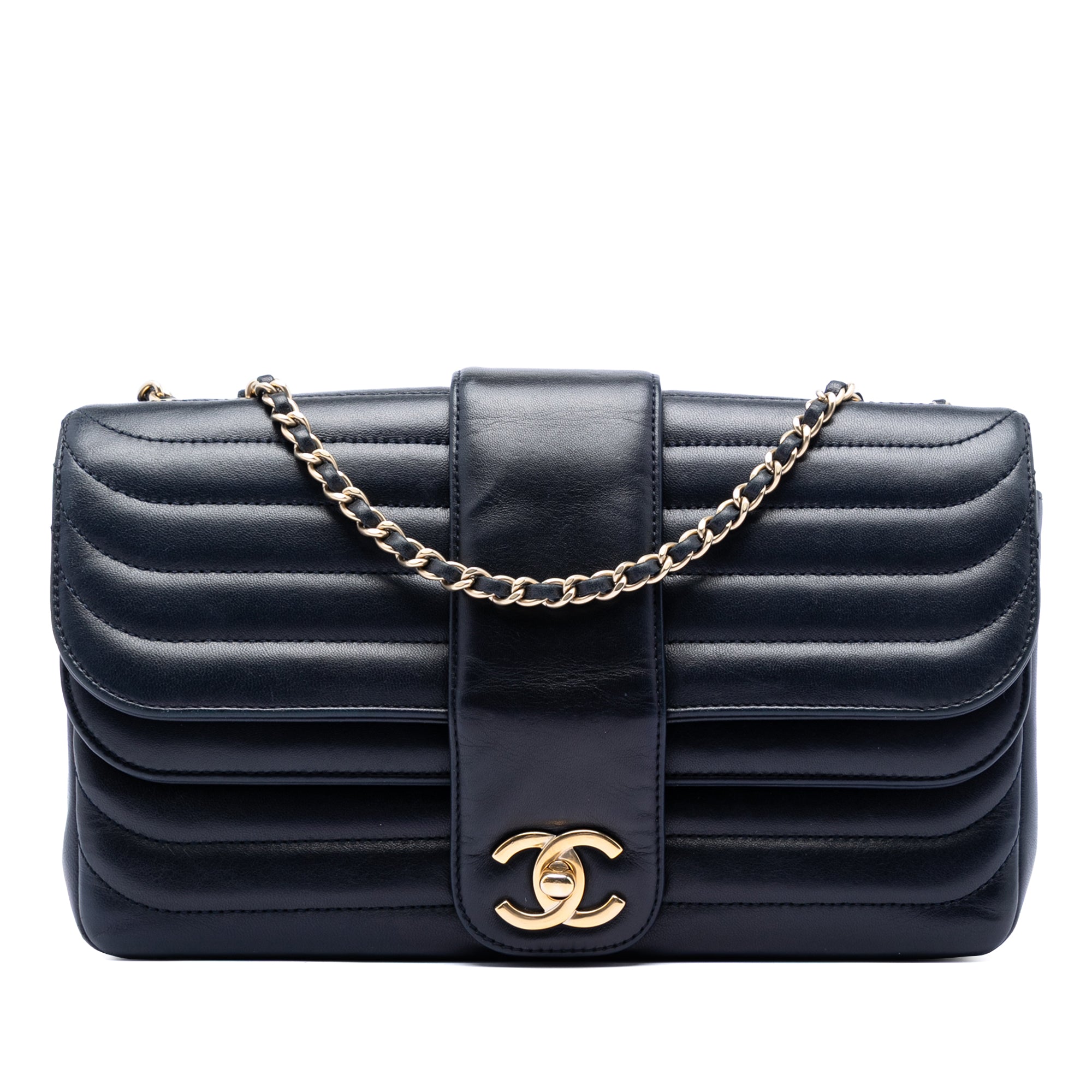 Chanel CC Horizontal Quilted Lambskin Double Flap - image 1