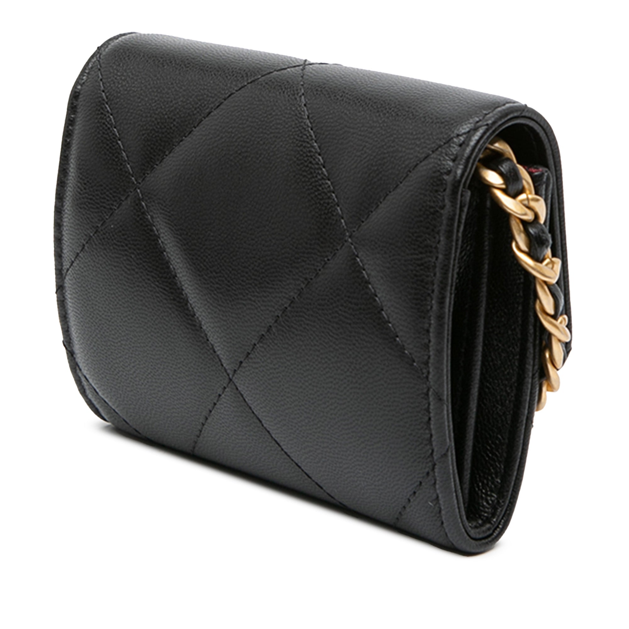 Chanel Quilted Lambskin 19 Flap Coin Purse With Chain - image 2