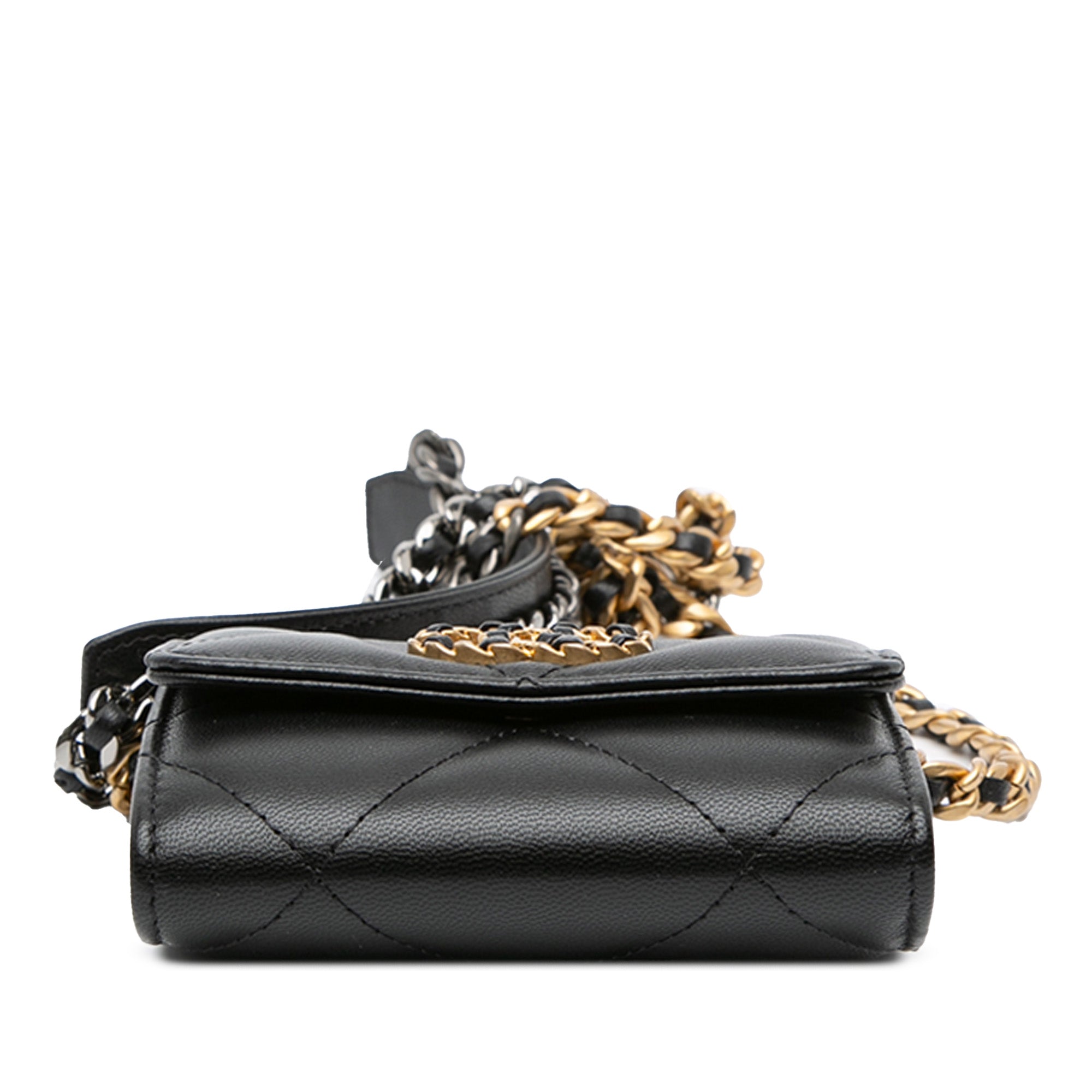 Chanel Quilted Lambskin 19 Flap Coin Purse With Chain - image 3