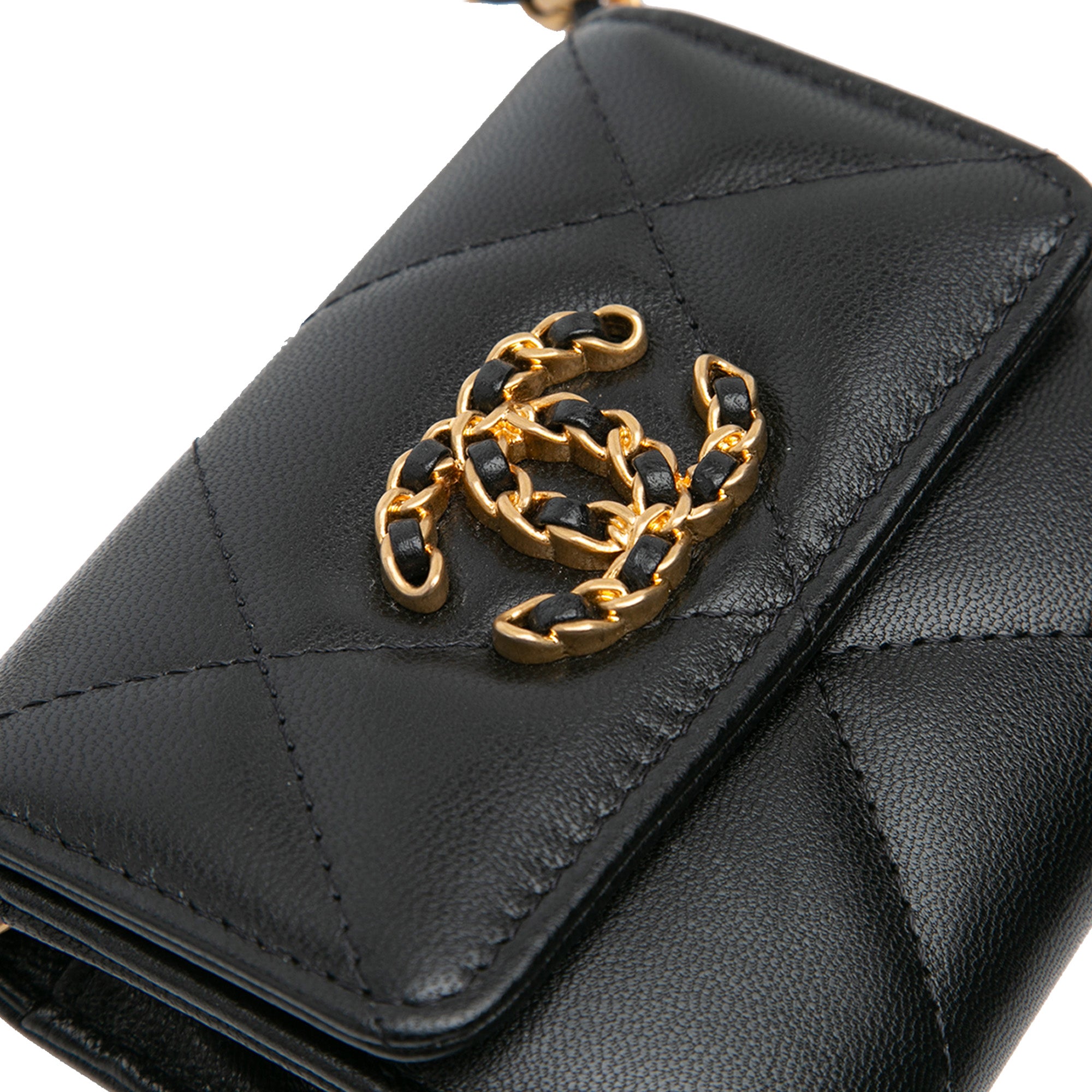 Chanel Quilted Lambskin 19 Flap Coin Purse With Chain - image 7