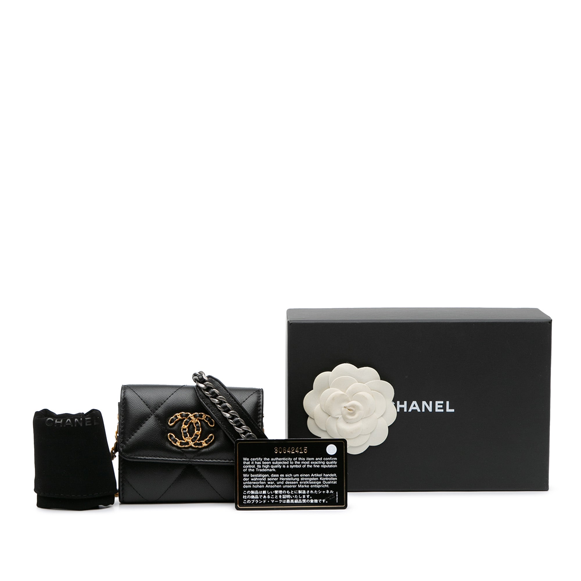 Chanel Quilted Lambskin 19 Flap Coin Purse With Chain - image 9