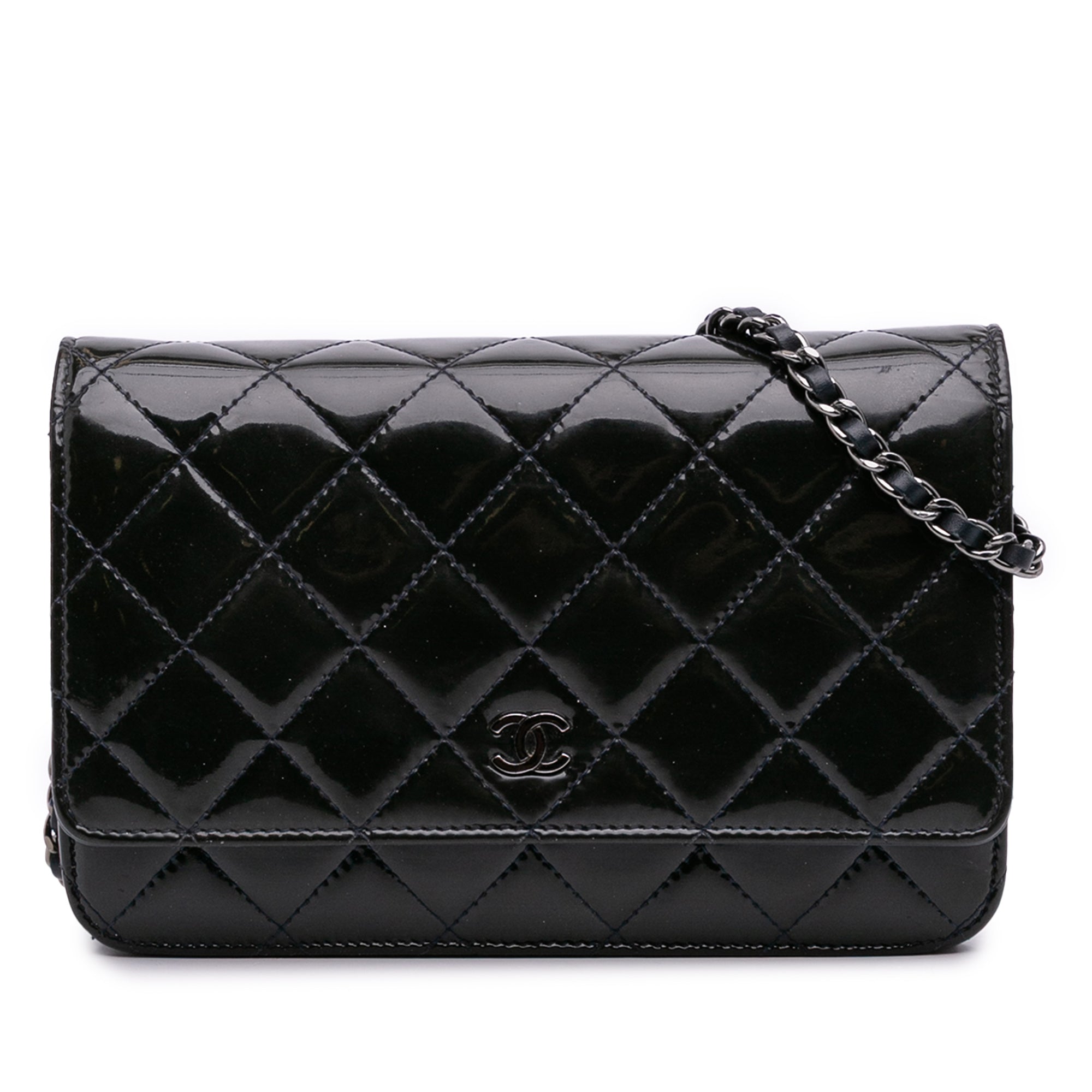 Chanel CC Quilted Patent Wallet On Chain - image 1