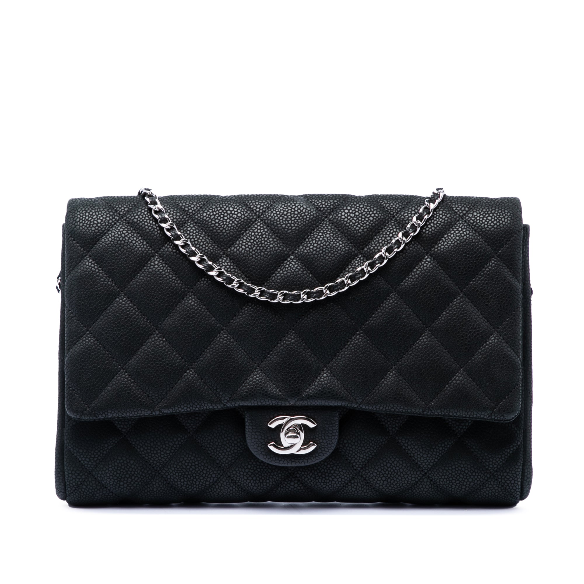 Chanel CC Quilted Caviar Flap Clutch with Chain - image 1