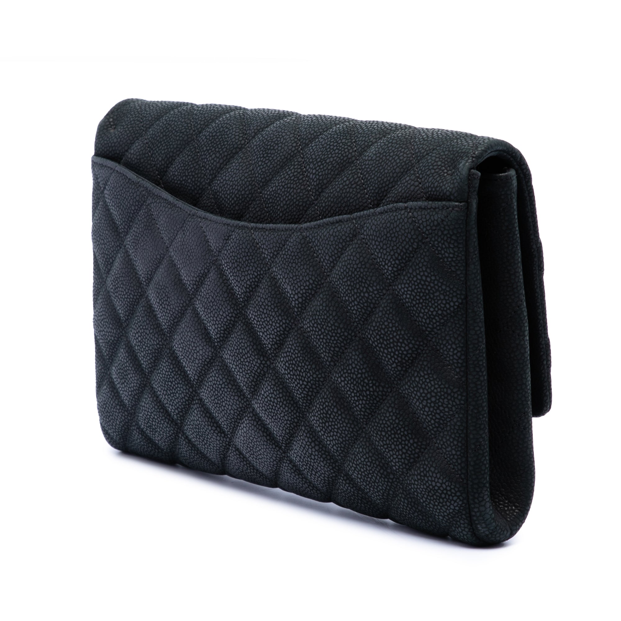 Chanel CC Quilted Caviar Flap Clutch with Chain - image 2