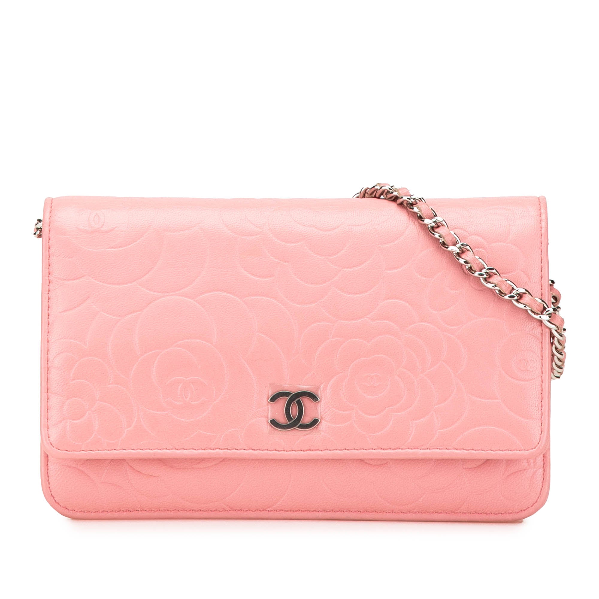 Chanel CC Embossed Lambskin Camellia Wallet On Chain - image 1