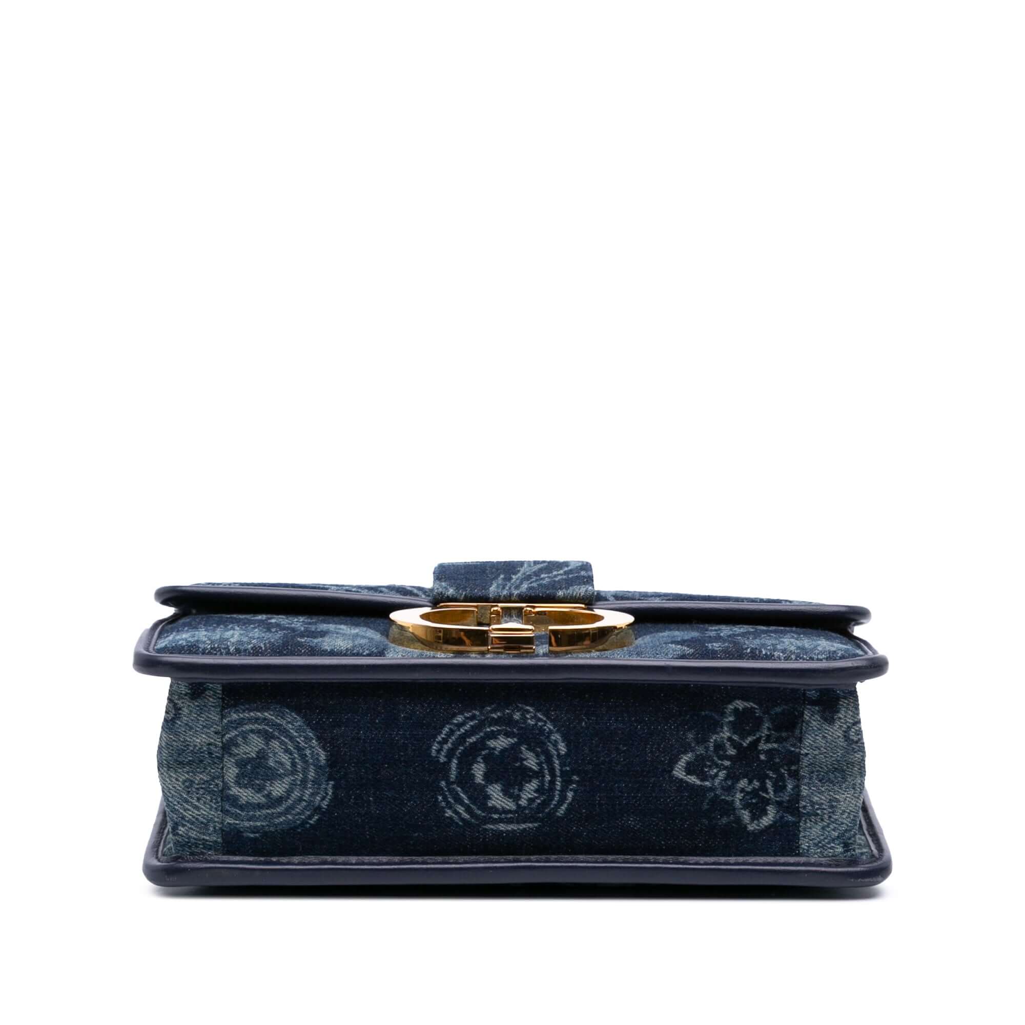 Dior Printed Denim Flowers 30 Montaigne Flap