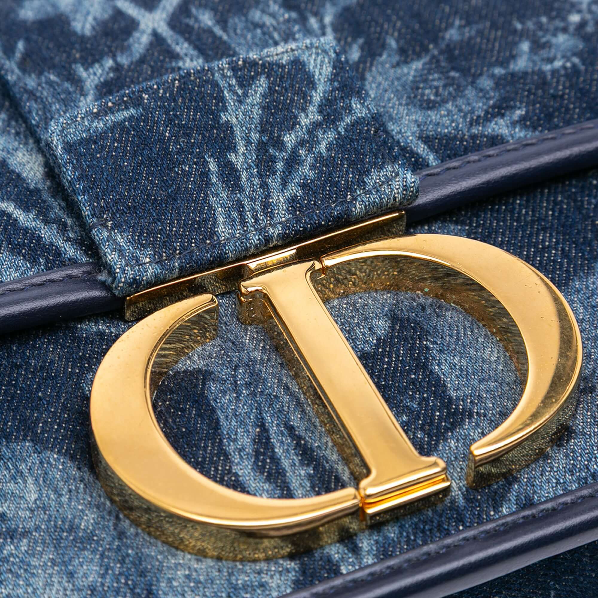 Dior Printed Denim Flowers 30 Montaigne Flap