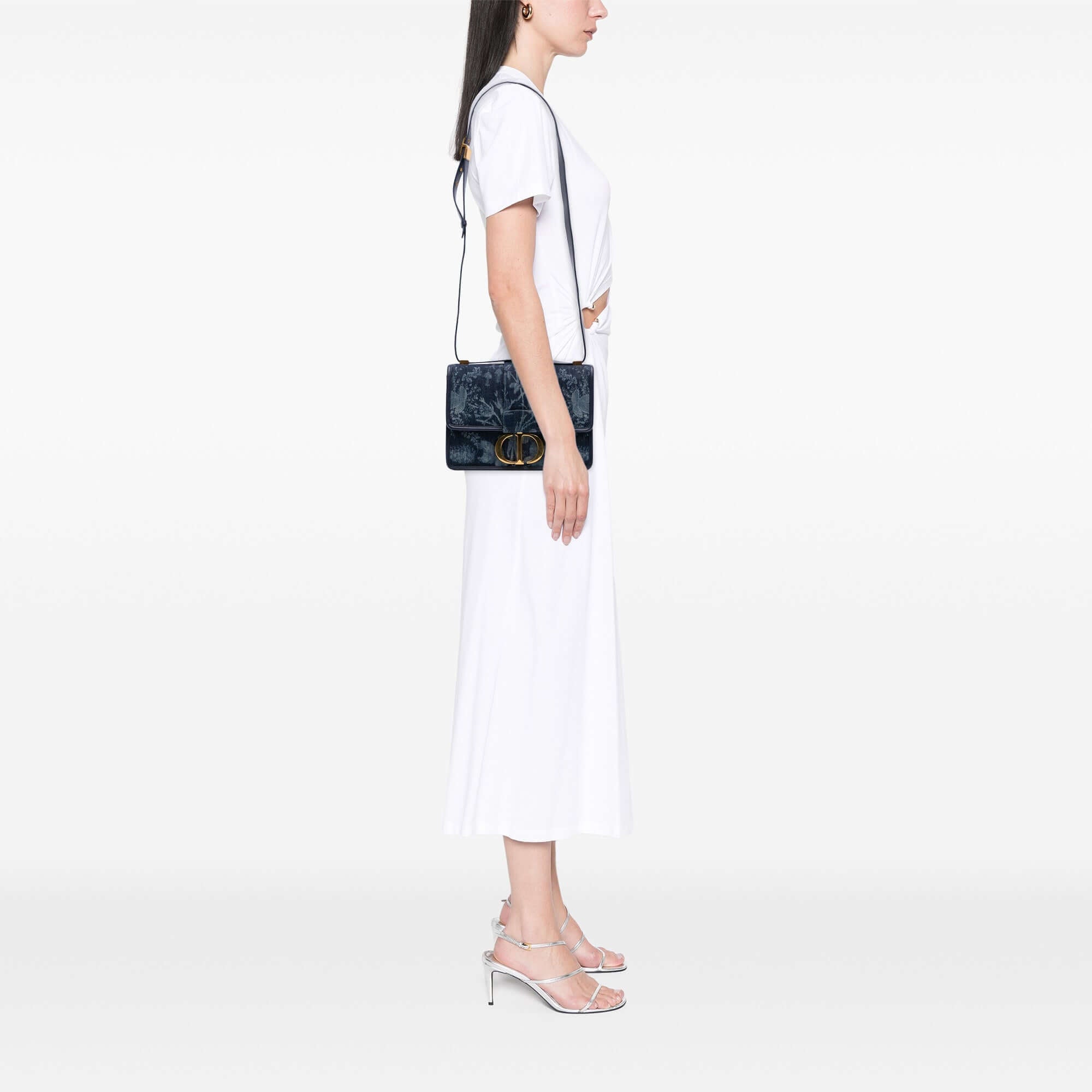 Dior Printed Denim Flowers 30 Montaigne Flap