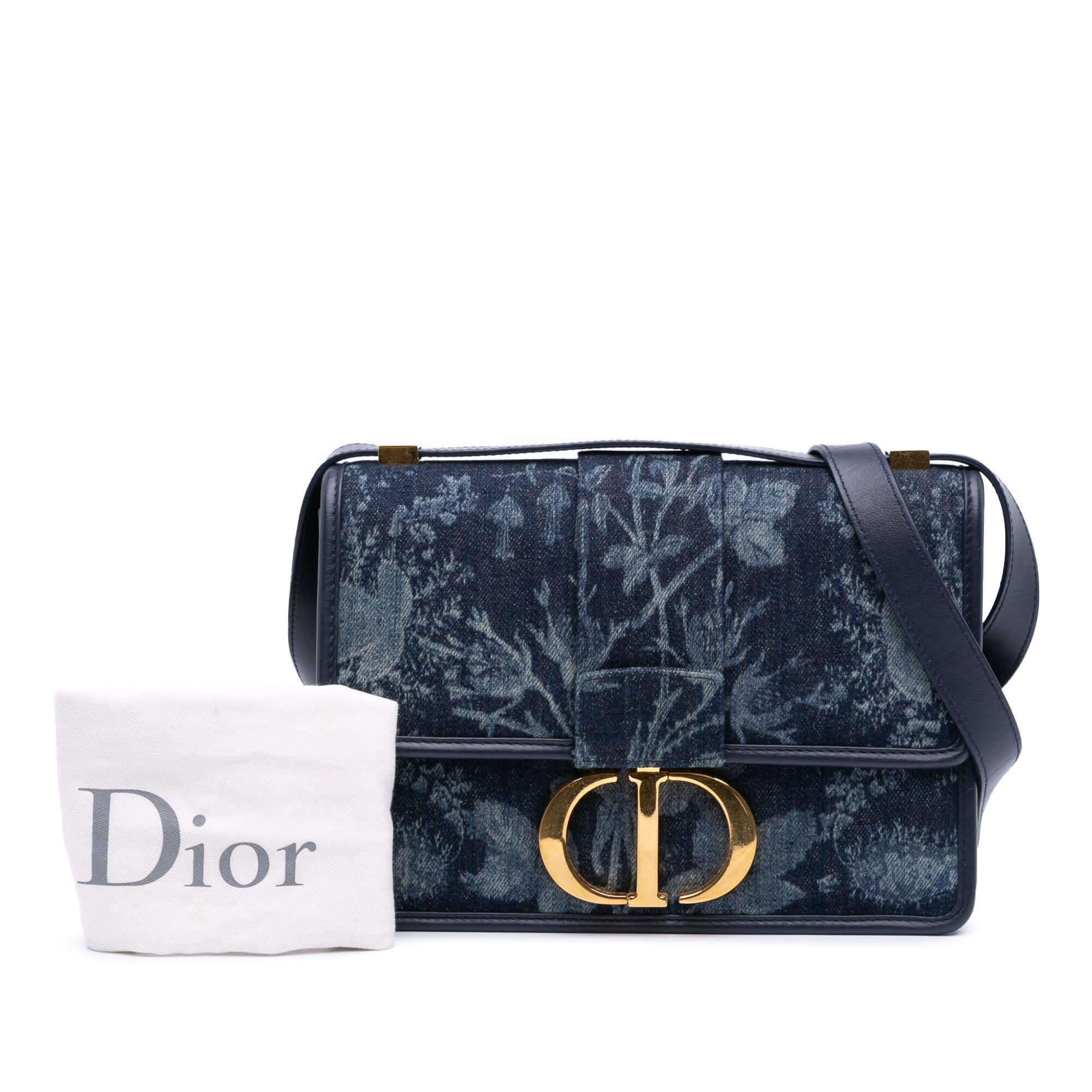 Dior Printed Denim Flowers 30 Montaigne Flap
