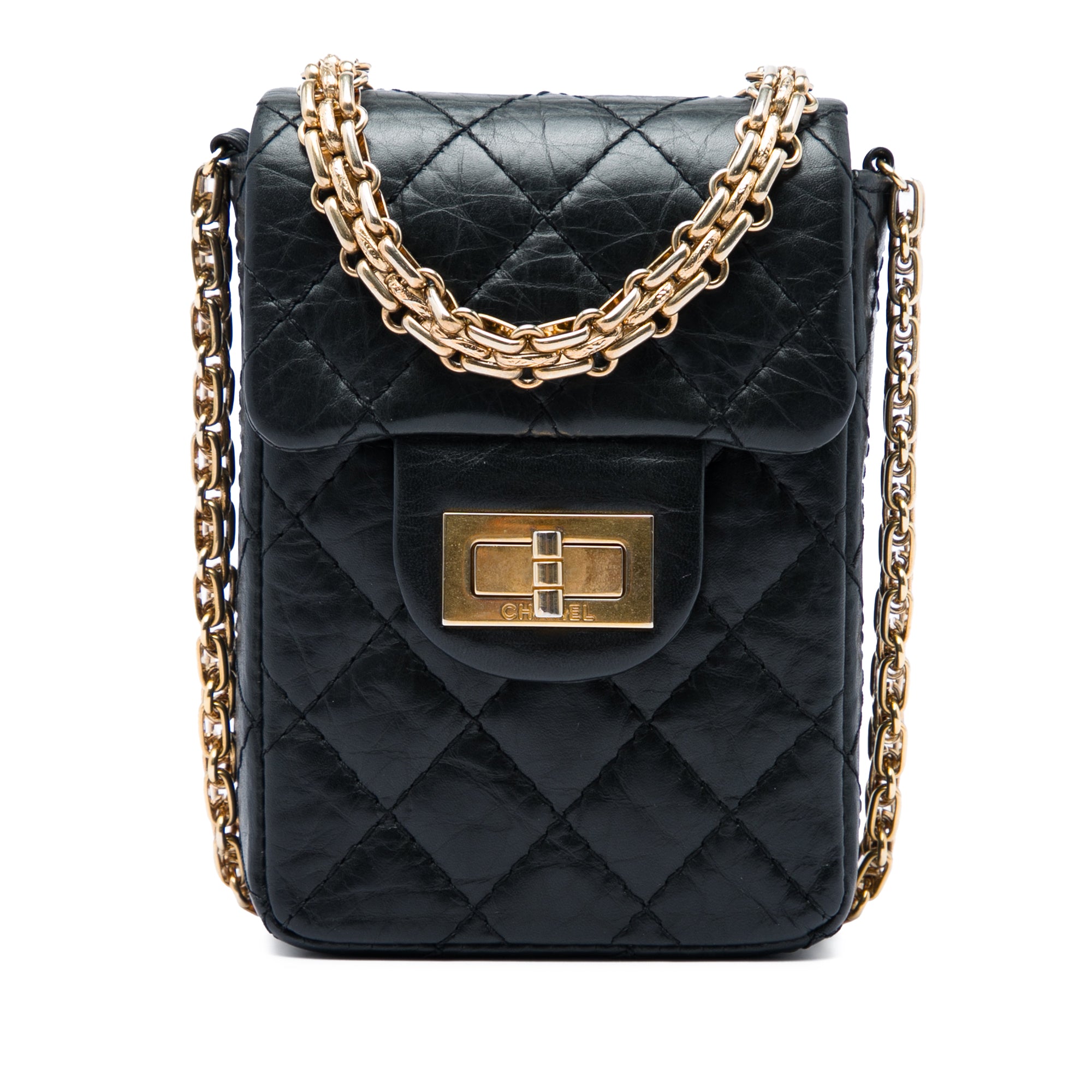 Chanel Quilted Aged Calfskin Reissue 2.55 Phone Holder With Chain - image 1