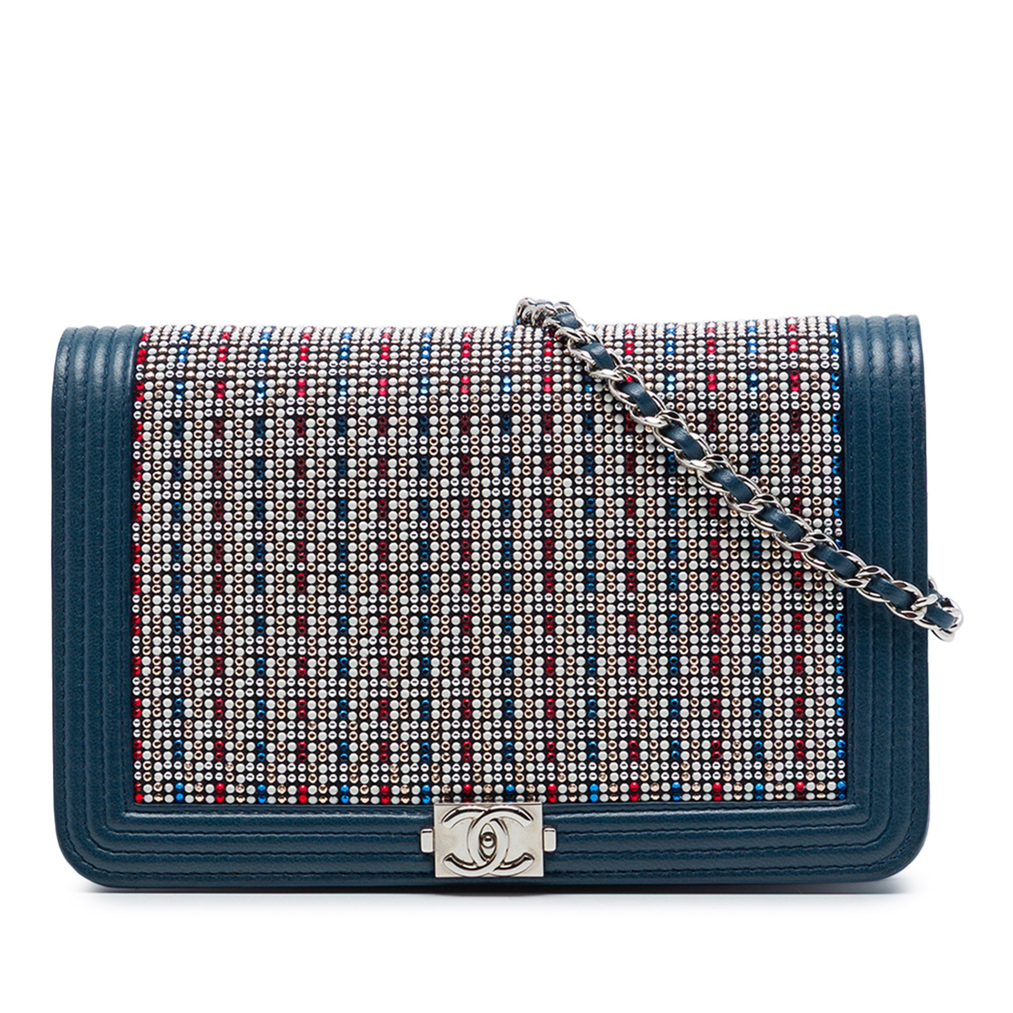 Chanel Crystal Embellished Lambskin Boy Wallet On Chain - image 1