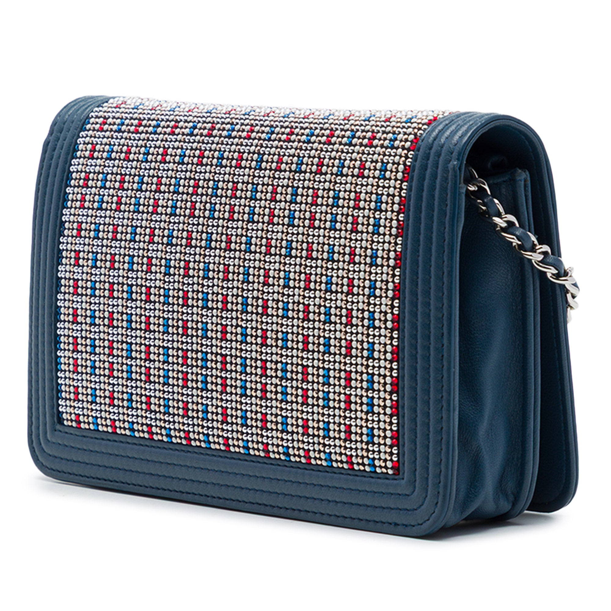 Chanel Crystal Embellished Lambskin Boy Wallet On Chain - image 2