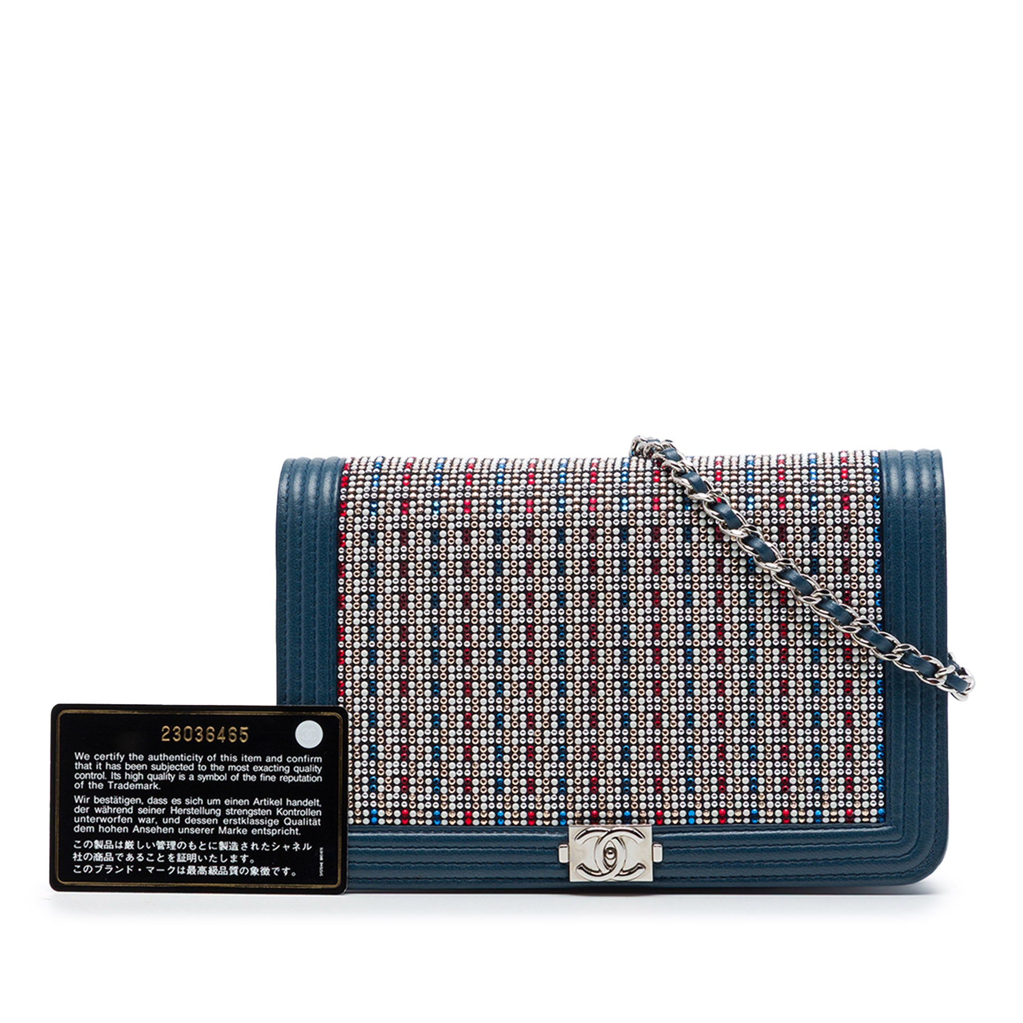 Chanel Crystal Embellished Lambskin Boy Wallet On Chain - image 7