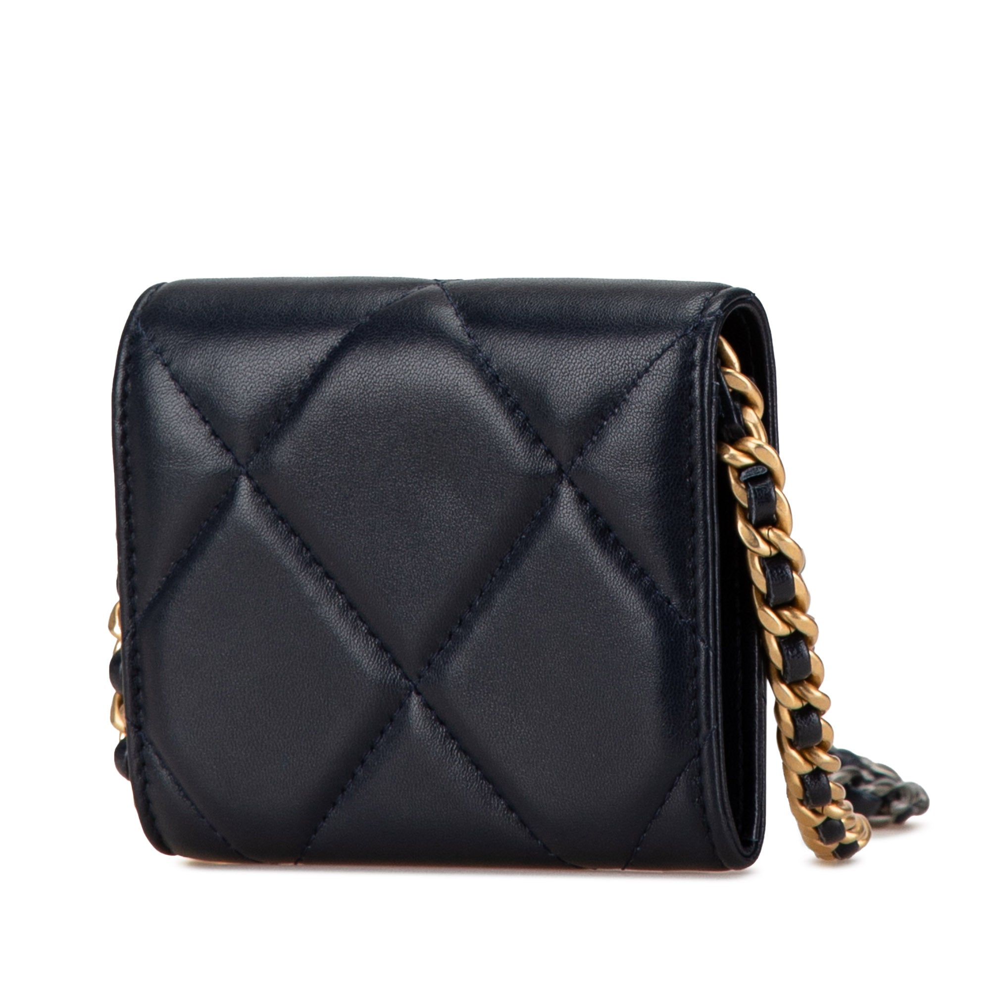 Chanel Quilted Lambskin 19 Flap Coin Purse With Chain - image 2