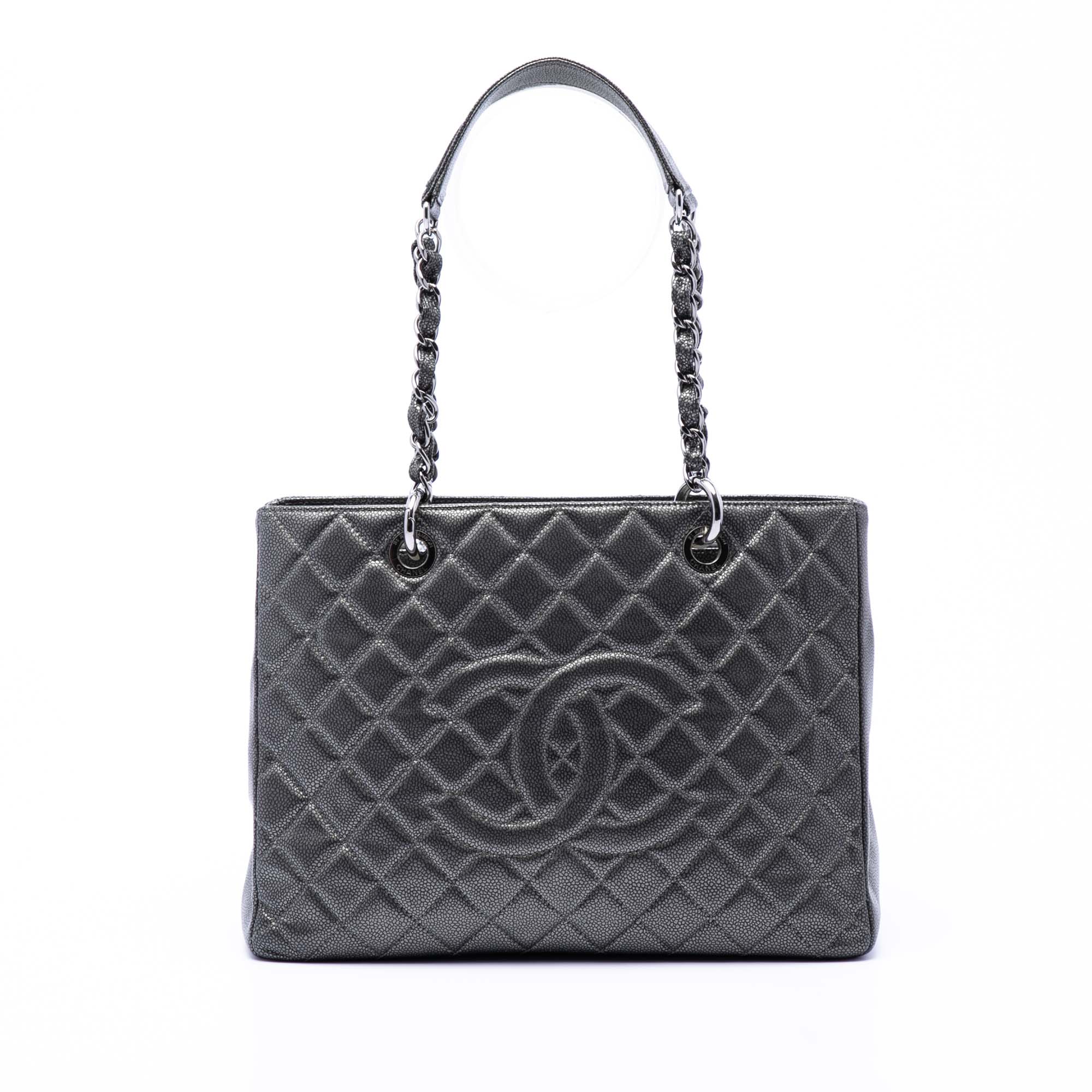 Chanel Metallic Caviar Grand Shopping Tote - image 1