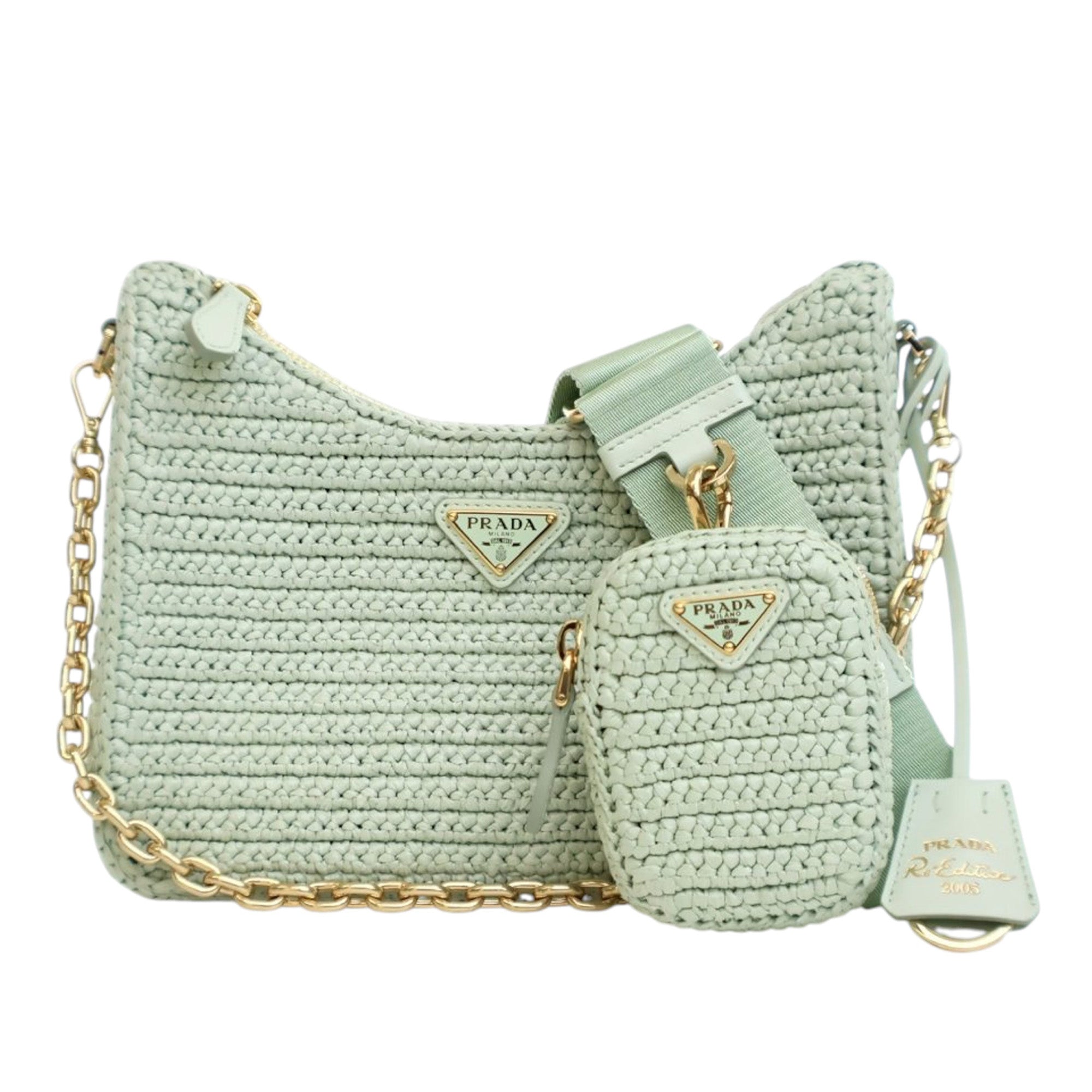 Prada Yarn Effect Raffia Crochet Re Edition 2005 Satchel - image 1