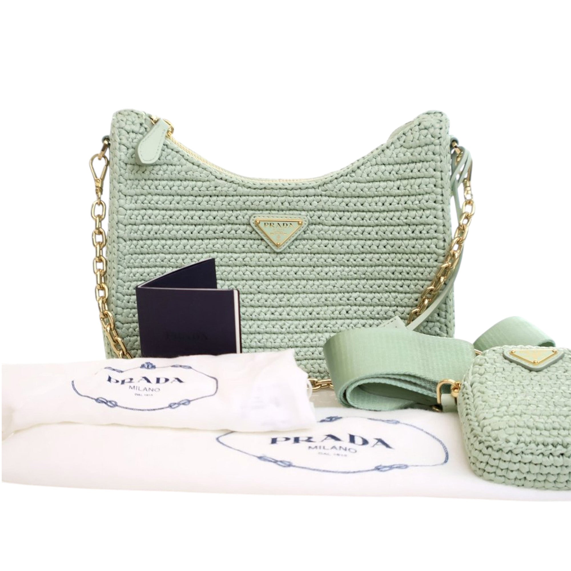 Prada Yarn Effect Raffia Crochet Re Edition 2005 Satchel - image 11