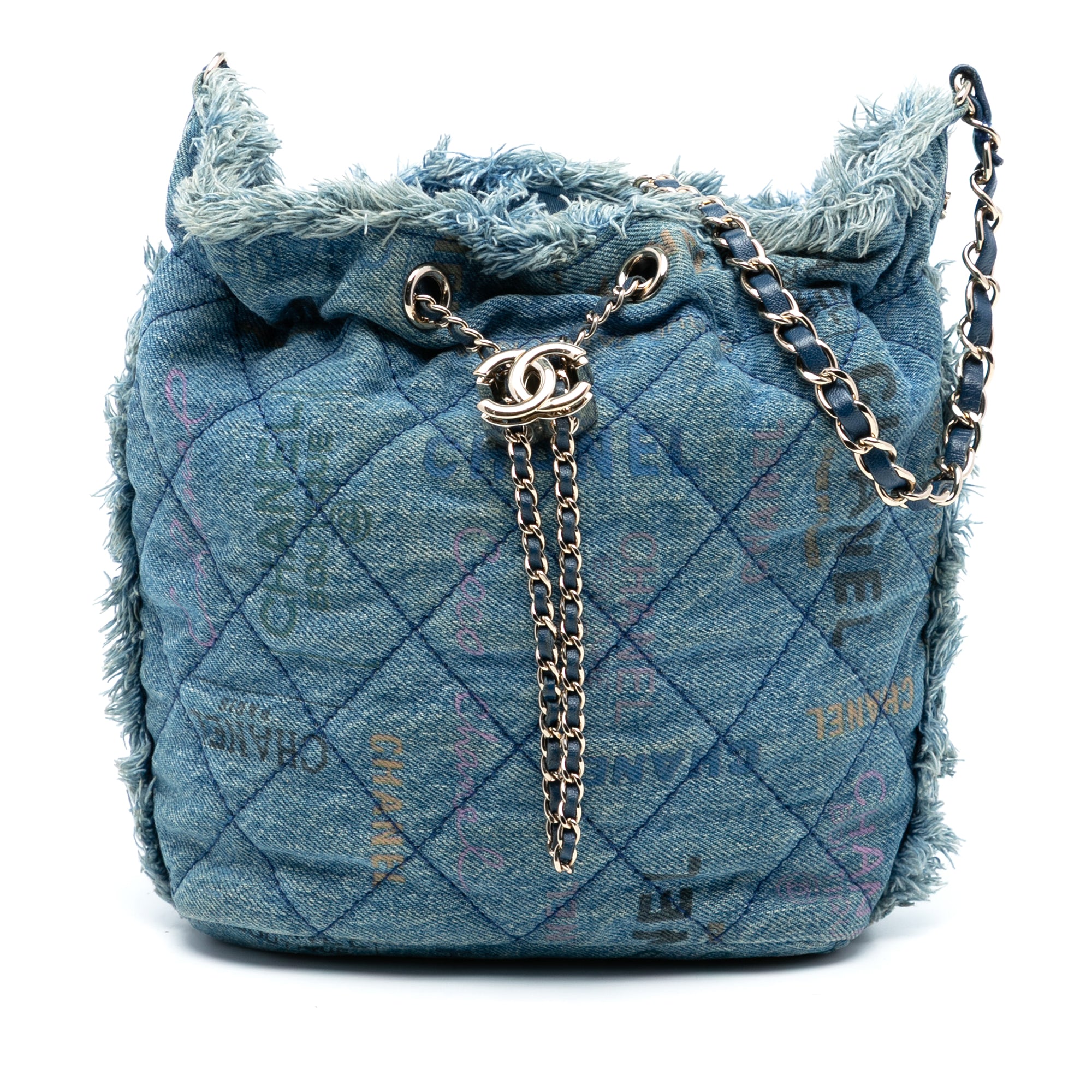 Chanel Medium Quilted Denim Mood Bucket with Chain - image 1